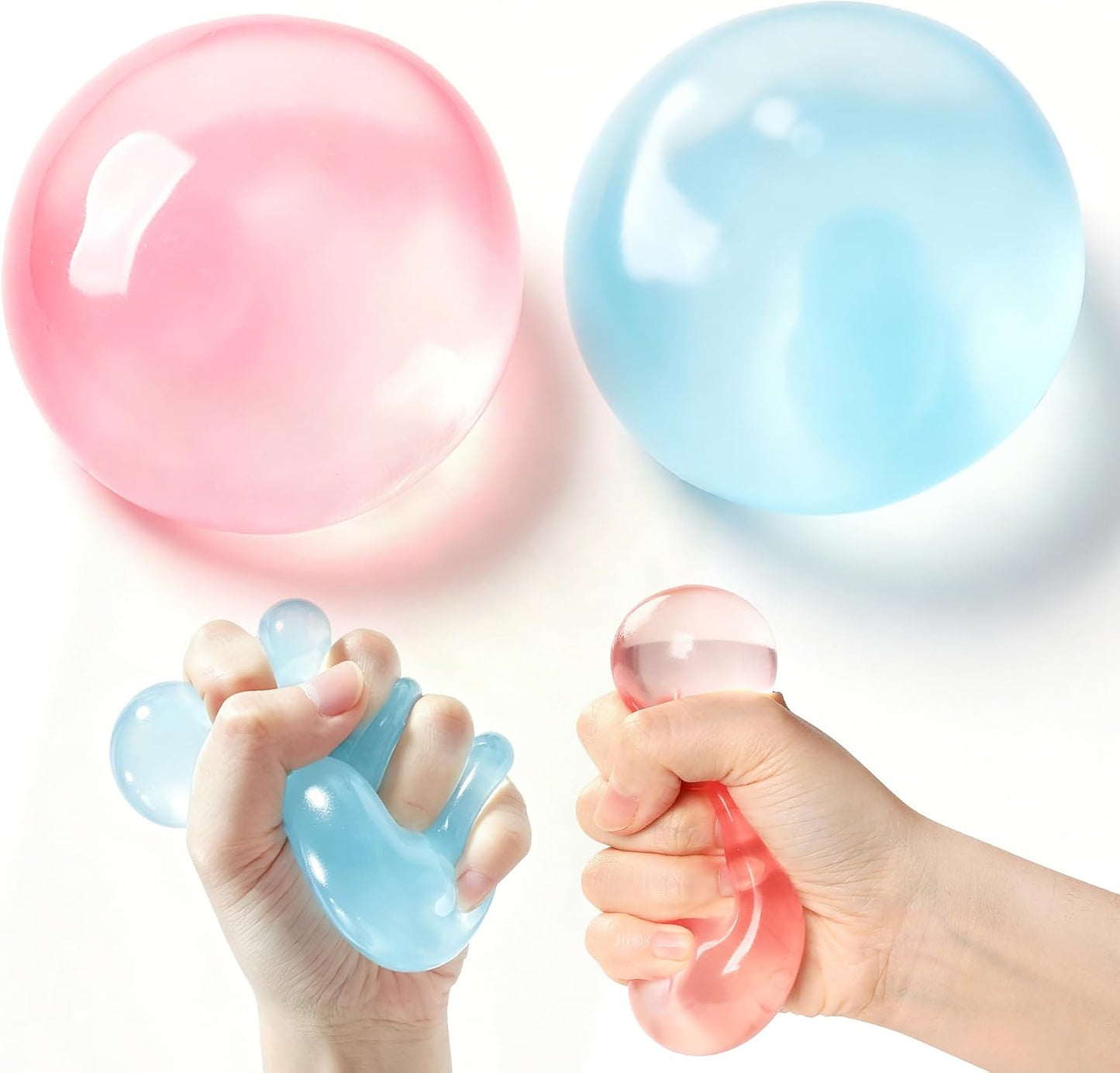 Hot 2 PCS Coconut Oil Squishy – Formable No-Rebound Stress Relief Balls, Sensory Fidget Toys for Study Work & Relaxation, Calming Desk Decor Anxiety Relief Gifts for Kids & Adults(Blue+Pink)
