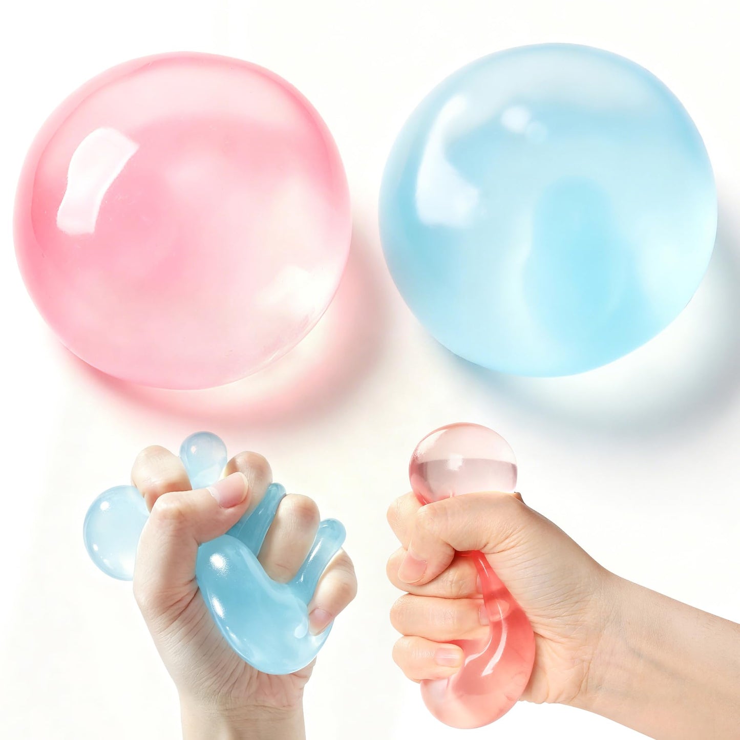 Hot 2 PCS Coconut Oil Squishy – Formable No-Rebound Stress Relief Balls, Sensory Fidget Toys for Study Work & Relaxation, Calming Desk Decor Anxiety Relief Gifts for Kids & Adults(Blue+Pink)