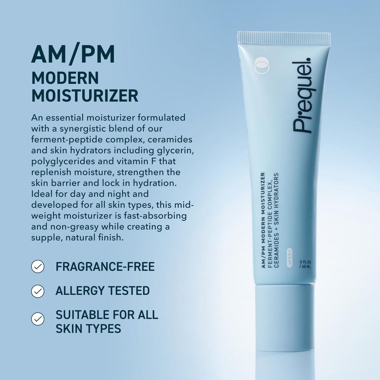 HotPrequel Skin AM/PM Modern Moisturizer – Hydrating Face Cream with Peptides, Ceramides & Glycerin for Dry, Sensitive, or Combination Skin – Non-Greasy Moisturizer for Barrier Support