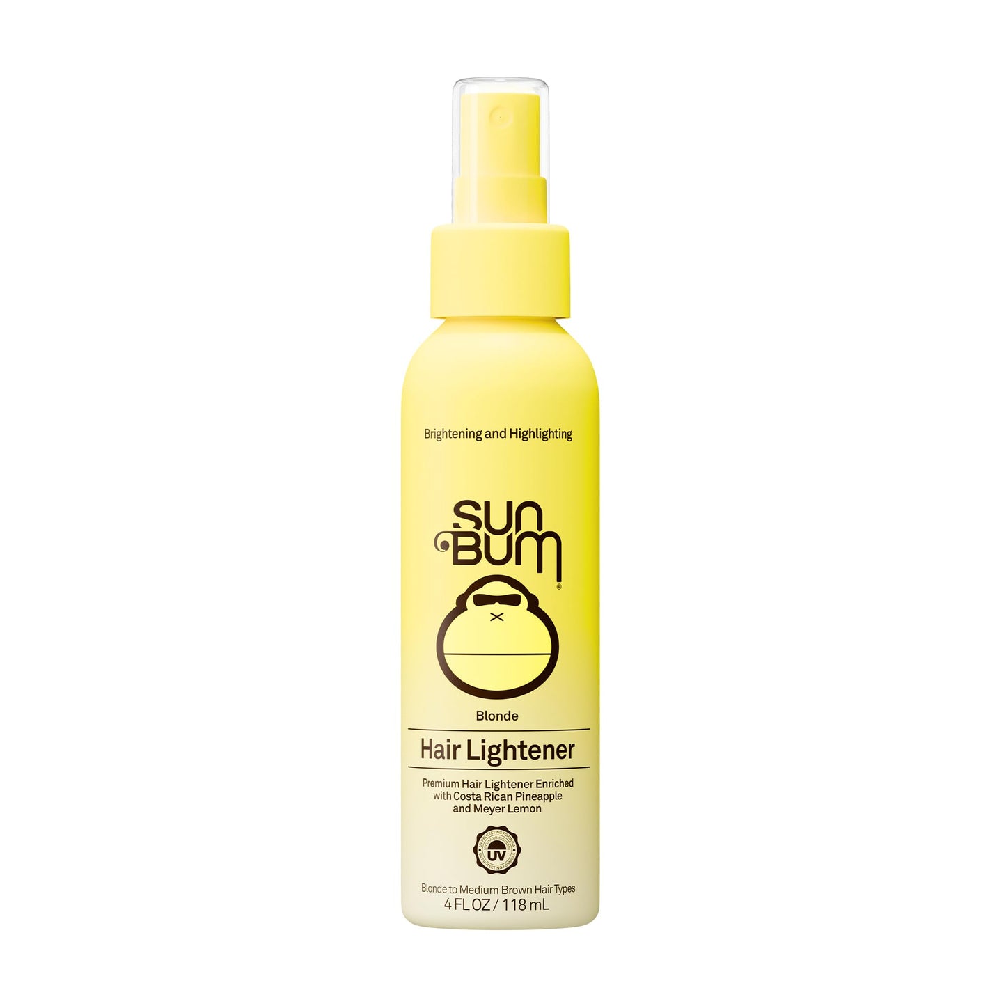 HotSun Bum Hair Lightener Spray - For Blonde to Medium Brown Hair Types - UV Protecting - Enriched with Pineapple and Meyer Lemon - Vegan - 4 oz