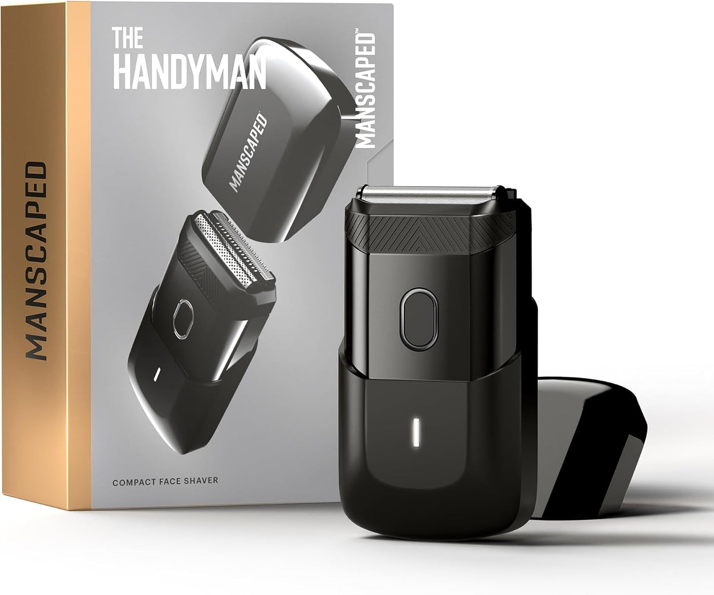 HotMANSCAPED® The Handyman™ Compact Face Shaver – Portable Men’s Travel Facial Hair Groomer, USB-C Rechargeable Razor, Electric Foil Face Shaver, Waterproof, Cordless, Dual-Action SkinSafe® Foil Blades