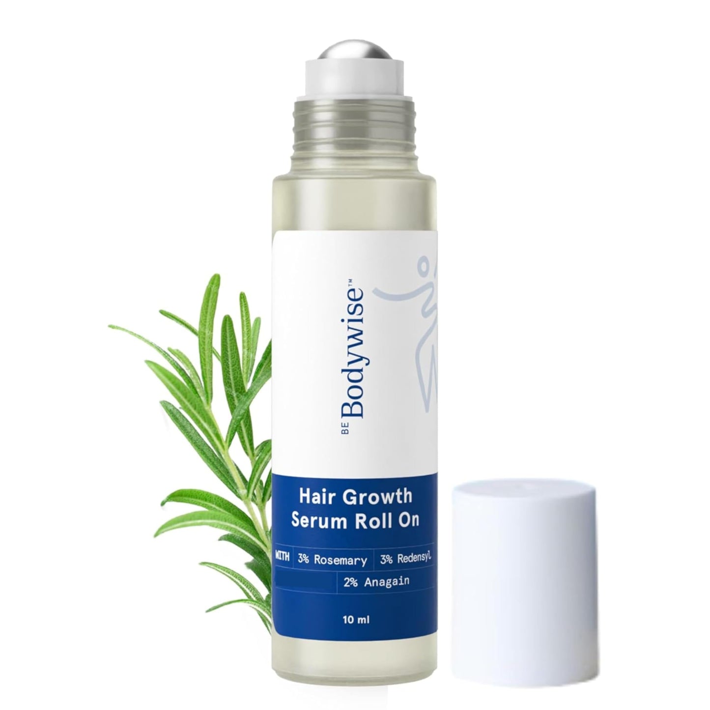 HotBe Bodywise Hair Growth Serum Roll On - 5% Saw Palmetto, 3% Rosemary Oil for Hair Growth, 3% Fenugreek,1% Caffeine Herbasome | Serum for Hair Loss & Hair Regrowth For Men & Women 25ml/0.84 fl oz