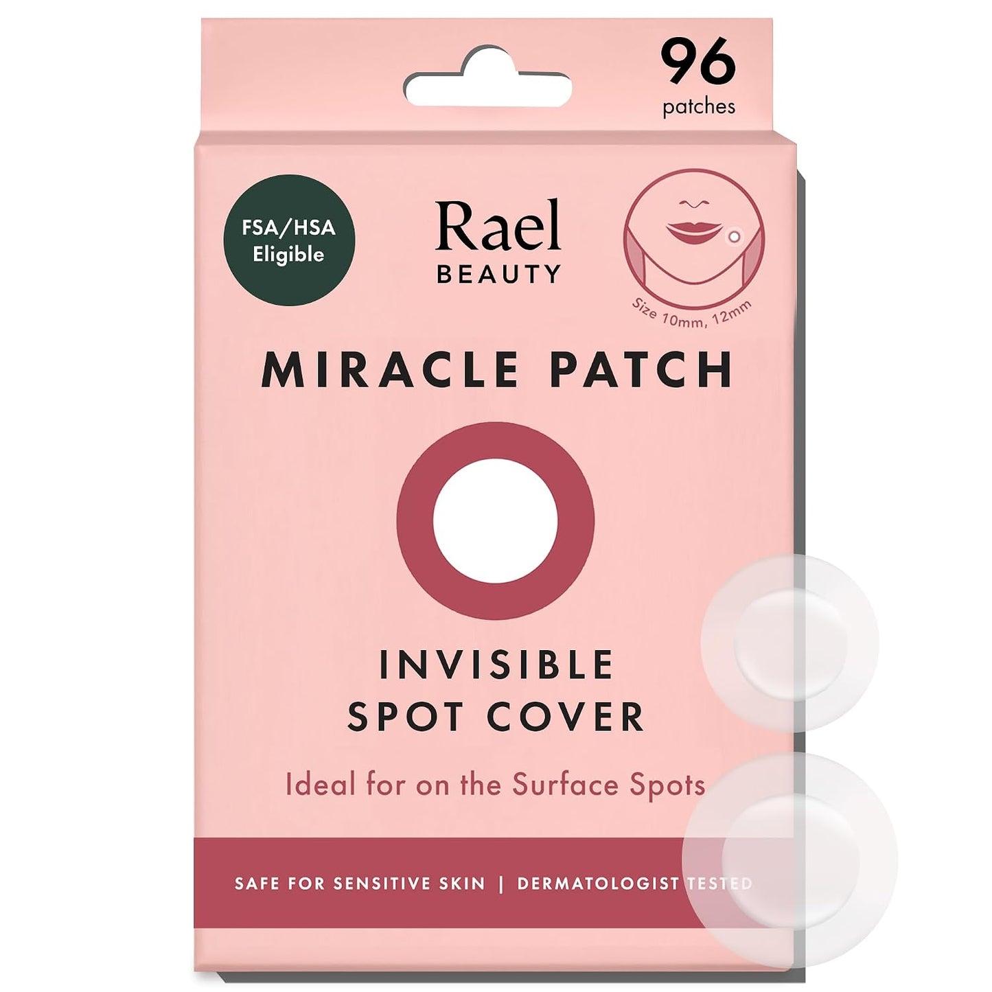 HotRael Miracle Invisible Spot Cover Hydrocolloid Acne Pimple Patches (96 Ct) | Ultra-Thin Patch for Face, Absorbs Fluid From Blemishes, Facial Sticker, Korean Skin Care, Pore Care, 2 Sizes