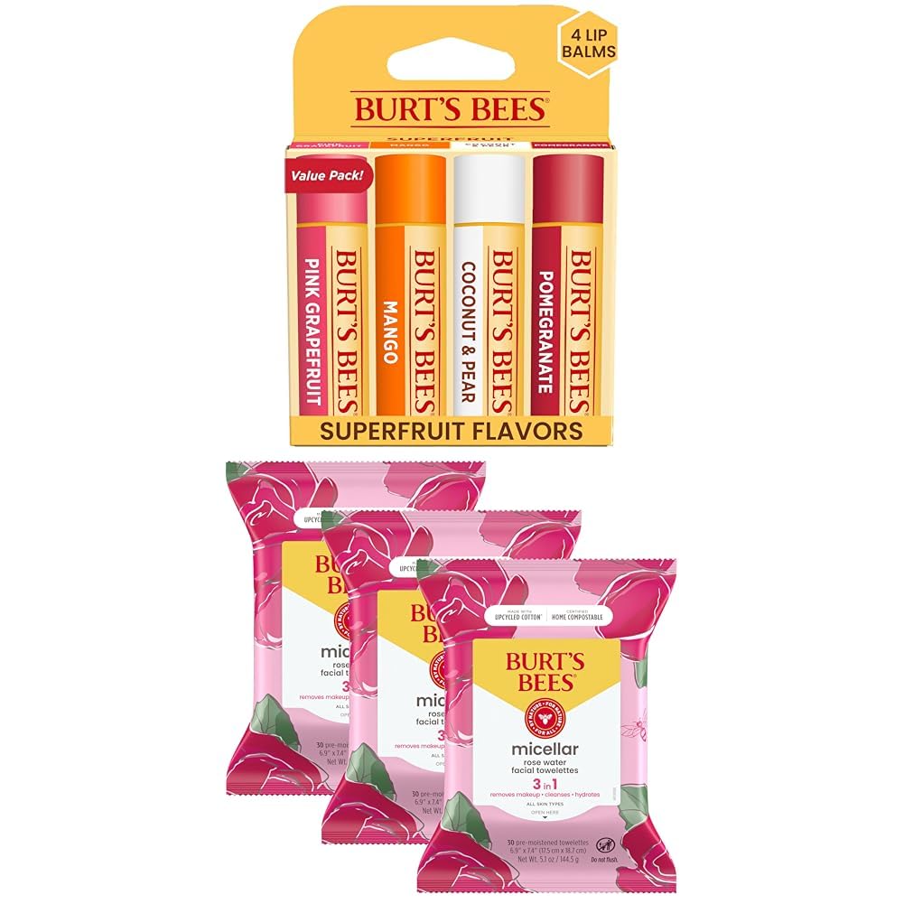 HotBurts Bees Micellar Rose Water Facial Towelettes, 100% Plant Based Cloth; 99% Natural Origin; Remove Makeup, Cleanse, Hydrate; No Greasy, Oily Residue; All Skin Types; 30 Ct, Pack of 3 (Pack May Vary)