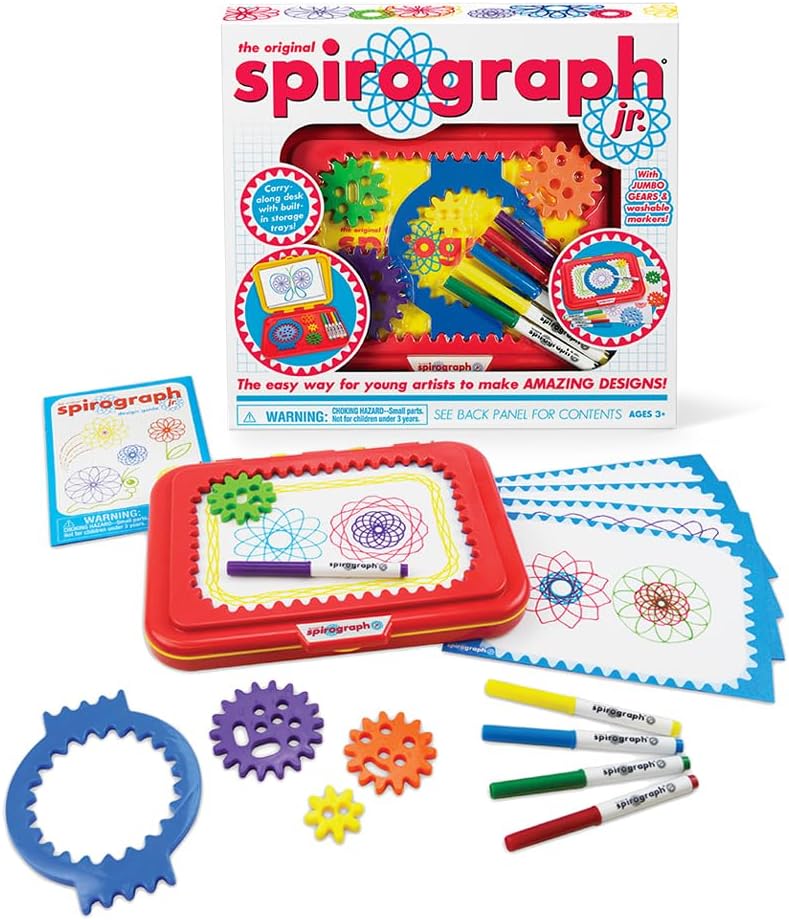 HotSpirograph Jr. — Jumbo Sized Gears Classic Retro Toy For Spiral Drawing Art Design Toy Kit for Smaller Hands — For Kids Ages 3 and Up