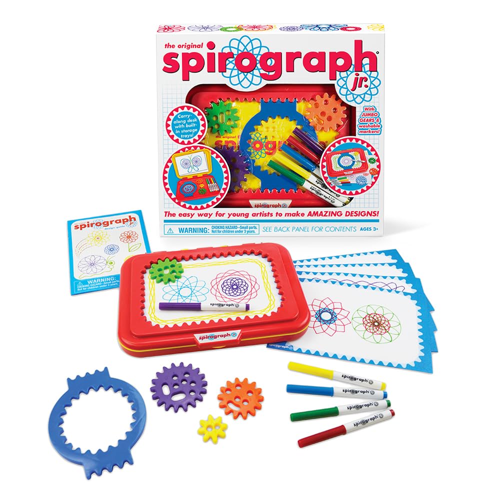 HotSpirograph Jr. — Jumbo Sized Gears Classic Retro Toy For Spiral Drawing Art Design Toy Kit for Smaller Hands — For Kids Ages 3 and Up