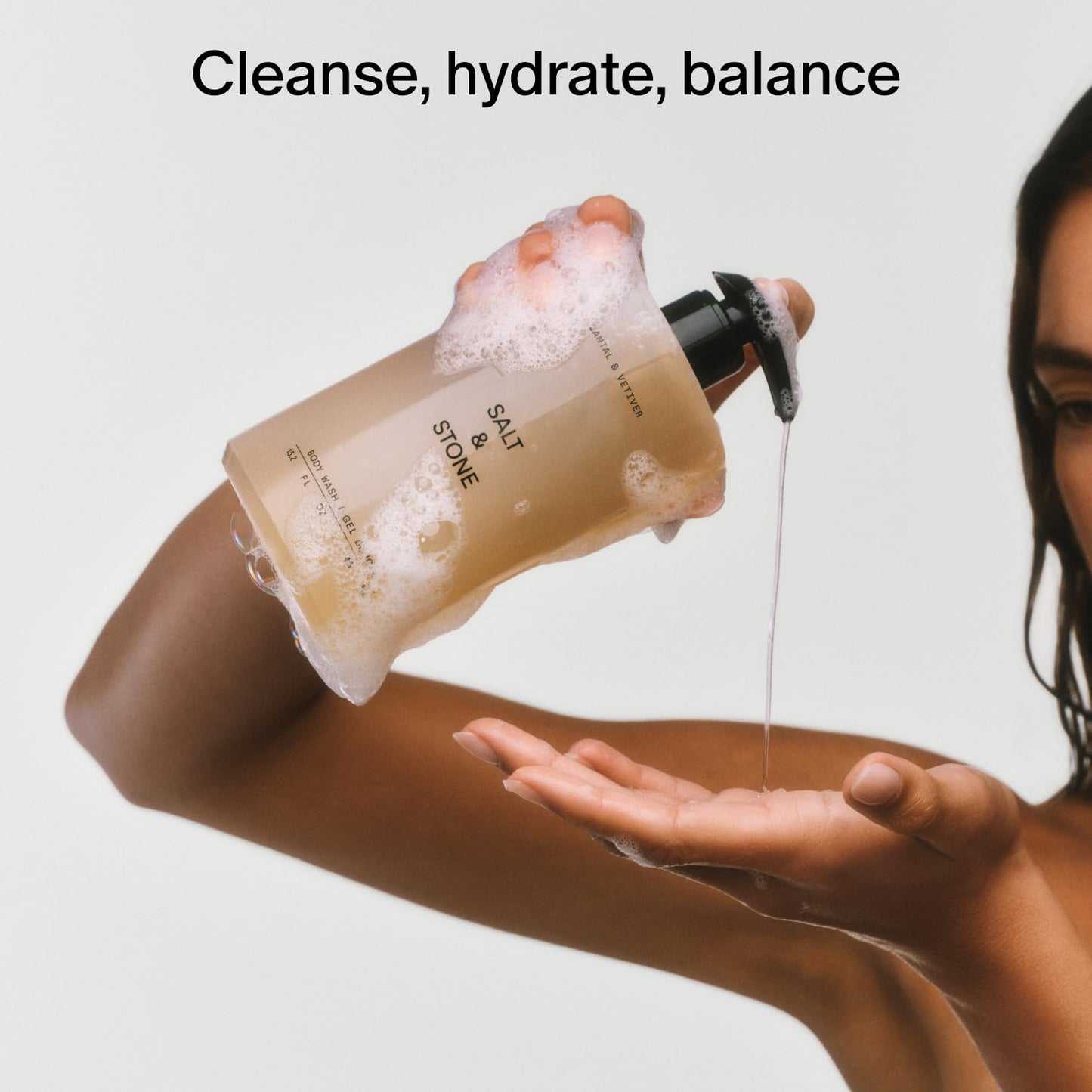 HotSalt & Stone Body Wash for Women & Men, Bergamot & Hinoki 15.2 fl oz | Shower Gel, Sulfate-Free, Paraben-Free, Dye-Free, Vegan, Hydrating & Moisturizing with Antioxidants, Vitamin C, Niacinamide