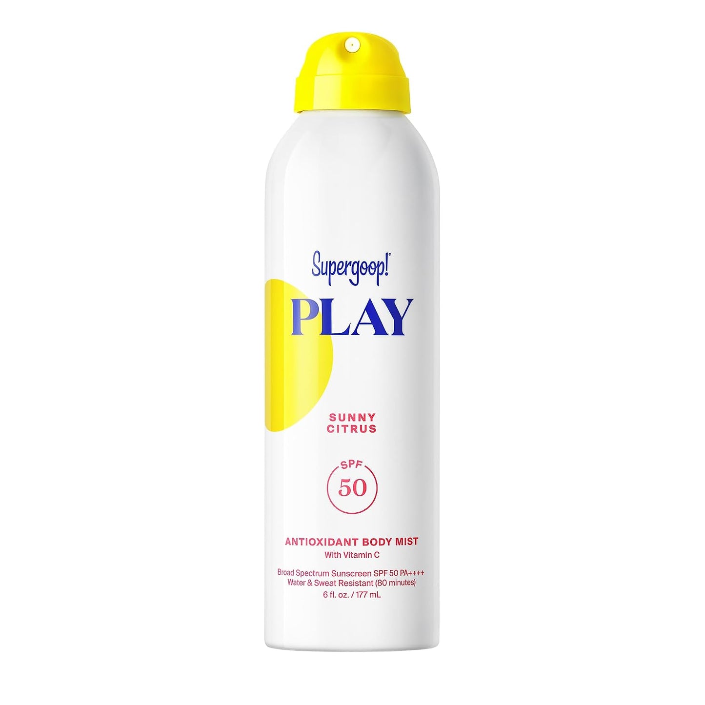 HotSupergoop! PLAY Antioxidant Body Mist w/Vitamin C - 6 fl oz - SPF 50 PA++++ Broad Spectrum Sunscreen - Body Spray - Great for Active Days - Sunny Citrus
