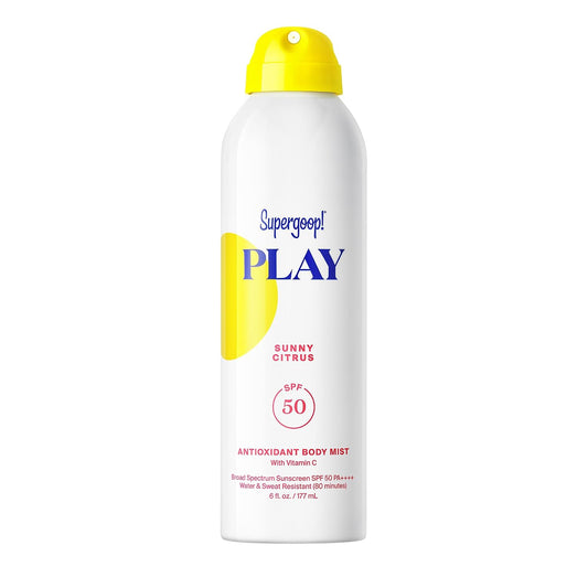 HotSupergoop! PLAY Antioxidant Body Mist w/Vitamin C - 6 fl oz - SPF 50 PA++++ Broad Spectrum Sunscreen - Body Spray - Great for Active Days - Sunny Citrus
