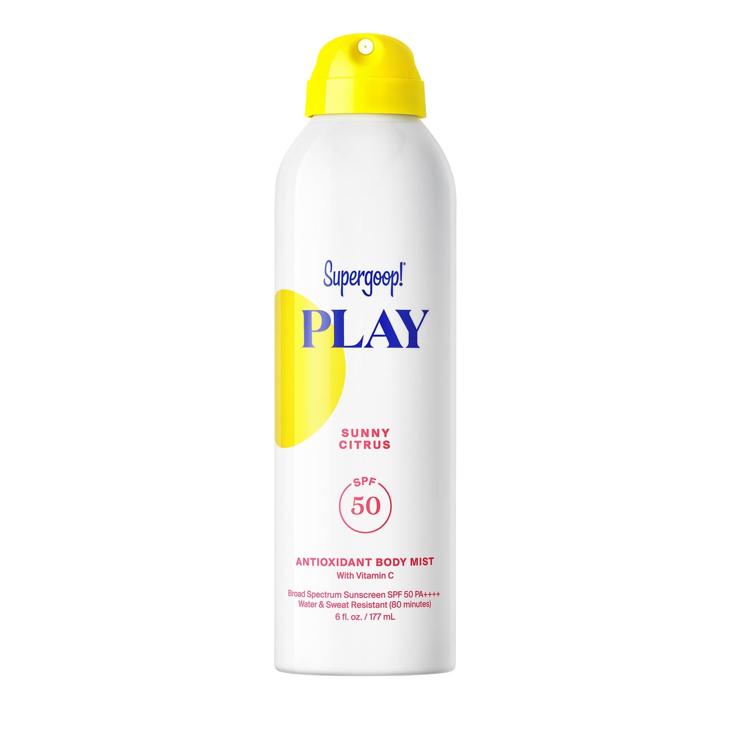 HotSupergoop! PLAY Antioxidant Body Mist w/Vitamin C - 6 fl oz - SPF 50 PA++++ Broad Spectrum Sunscreen - Body Spray - Great for Active Days - Sunny Citrus