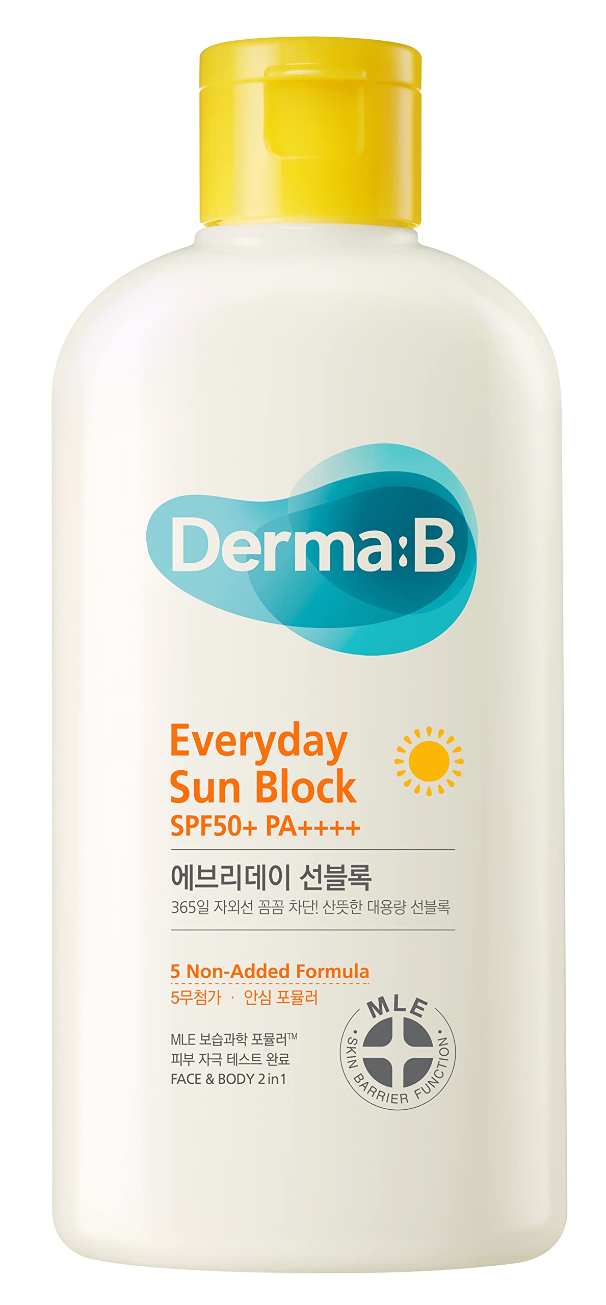 HotDerma B Everyday Sun Block Large Size Sunscreen SPF50+ PA++++ 6.71 Fl Oz, 200ml Fast-Absorbing Lightweight SPF Moisturizer, Facial Body Non-Sticky for Dewy Skin, Korean Protection Lotion | Korean Face Sunscreen | Lightweight Hydrating Formula | No Whit