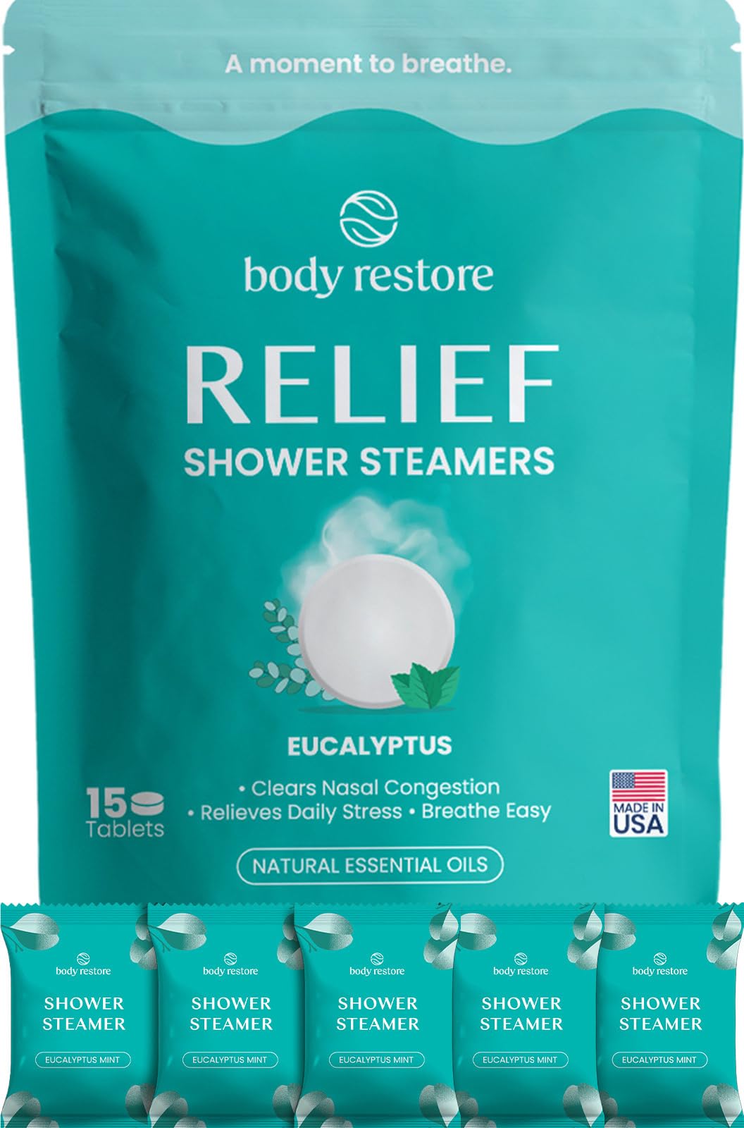 HotBodyRestore Shower Steamers Aromatherapy, Self Care Gifts, Relief 15 Pack | Birthday Gifts for Women & Men, Spa Stress Relief & Relaxation, Eucalyptus & Menthol Essential Oil Tablets