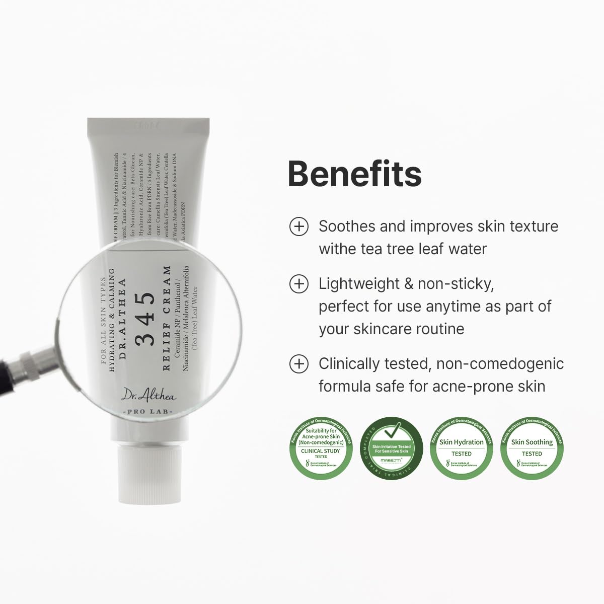 HotDr.Althea 345 Relief Cream, Korean Skincare, 1.69 Fl Oz (Ver.2 - Pack of 1) | PDRN, Hyaluronic Acid for Instant Hydration, Blemish, Post-Acne Vegan Face Moisturizer with Centella, Non-comedogenic