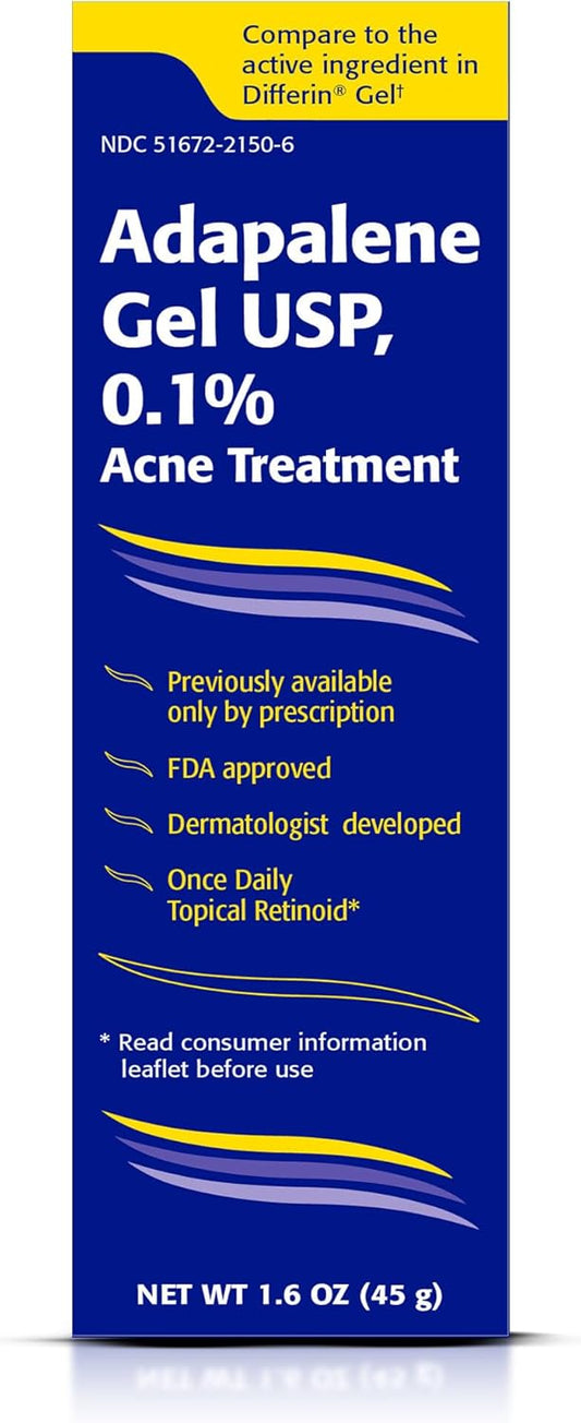 HotTARO Adapalene 0.1% USP Gel, Paraben Free, Retinoid Acne-Prone Facial Treatment for Sensitive Skin, Prescription Strength (1.6 Oz)