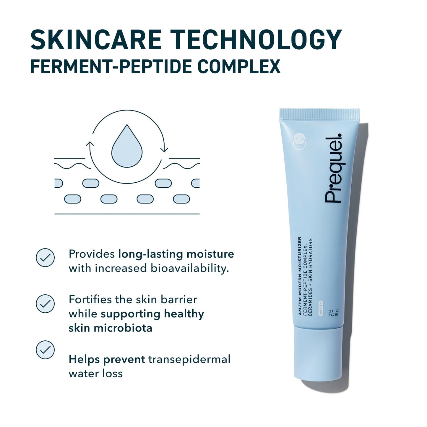 HotPrequel Skin AM/PM Modern Moisturizer – Hydrating Face Cream with Peptides, Ceramides & Glycerin for Dry, Sensitive, or Combination Skin – Non-Greasy Moisturizer for Barrier Support