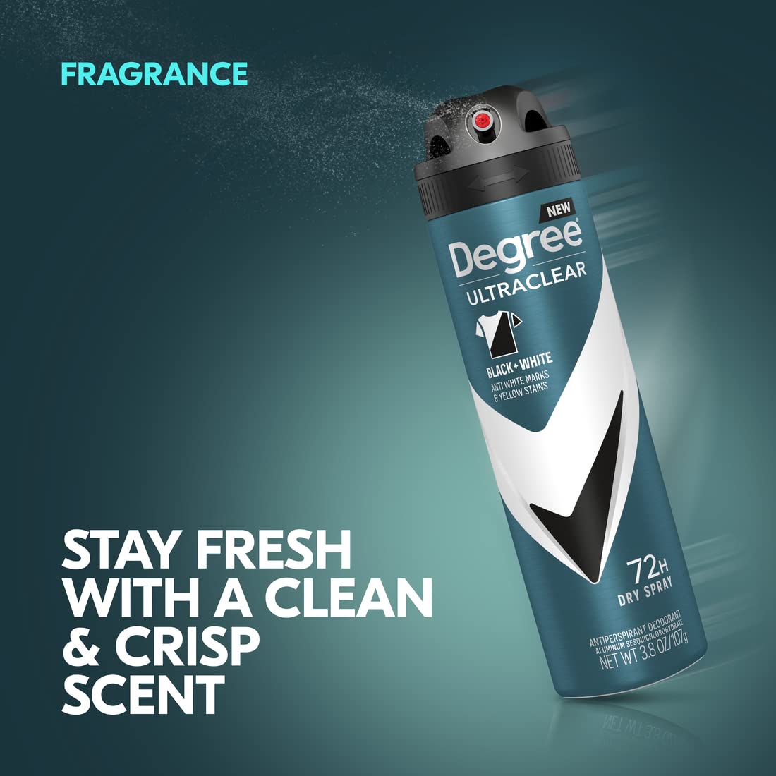 HotDegree Men Antiperspirant Deodorant Dry Spray Black + White Protects from Deodorant Stains Antiperspirant for Men with MotionSense Technology, 3.8 Ounce (Pack of 3)
