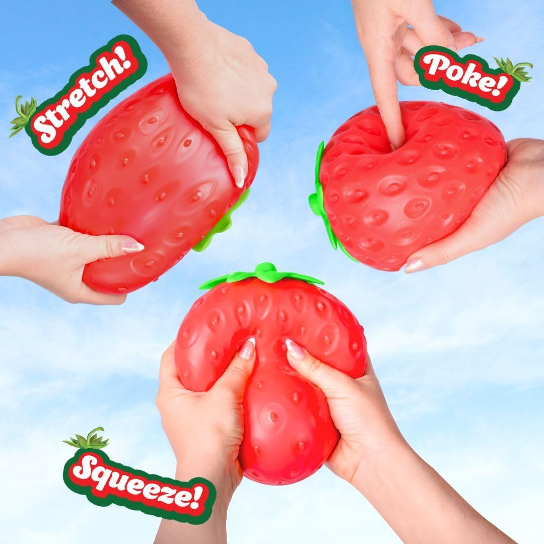 HotSquishy Extra Large Strawberry, Gag Gifts Funny Adult, Giant Stress Ball, Fidget Sensory Toy for Kids, ADHD Toys