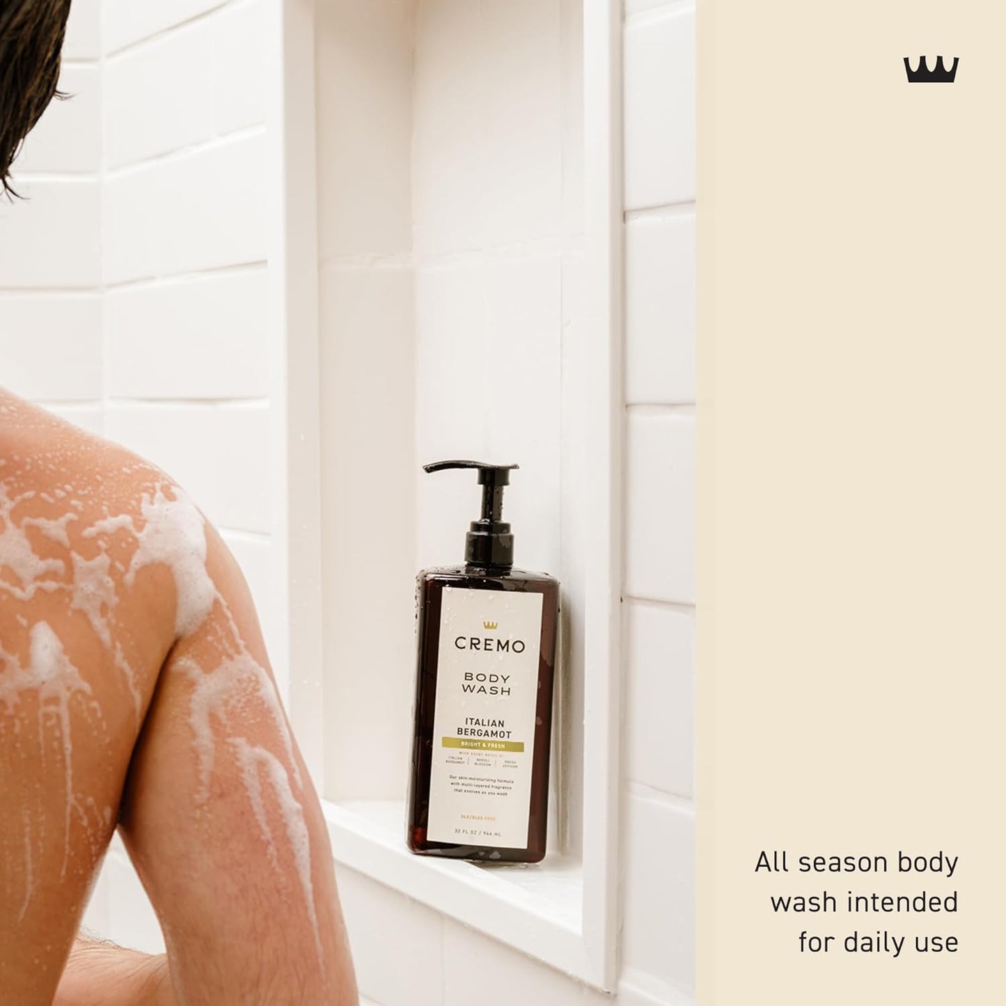 HotCremo Rich-Lathering Italian Bergamot Body Wash for Men, 32 Fl Oz