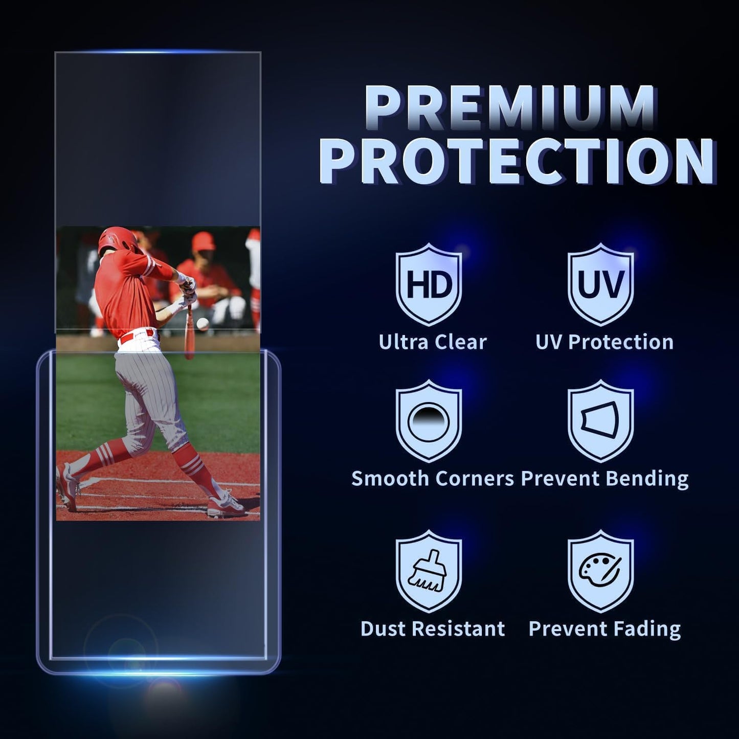Hot400 Card Sleeves Hard Plastic, Premium Baseball Card Sleeves, 3" x 4" Trading Cards Holder, Sports Football Game Cards Protectors Top Cases (200 Hard Sleeve + 200 Soft Sleeve)