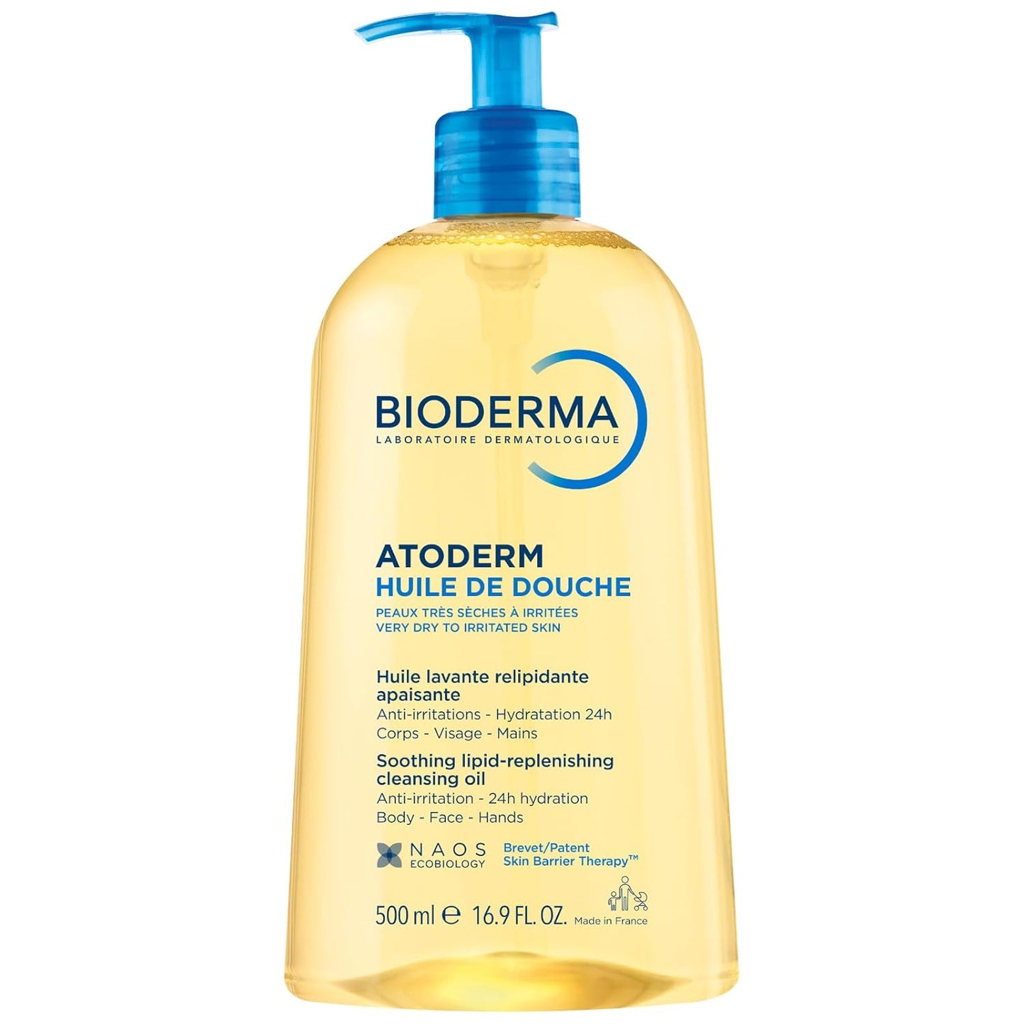 HotBioderma Atoderm Shower Oil, Cleansing Oil For Face & Body, Nourishing Cleansing Oil For Dry to Atopic Sensitive Skin For Softer & Smooth Skin For Your Whole Family