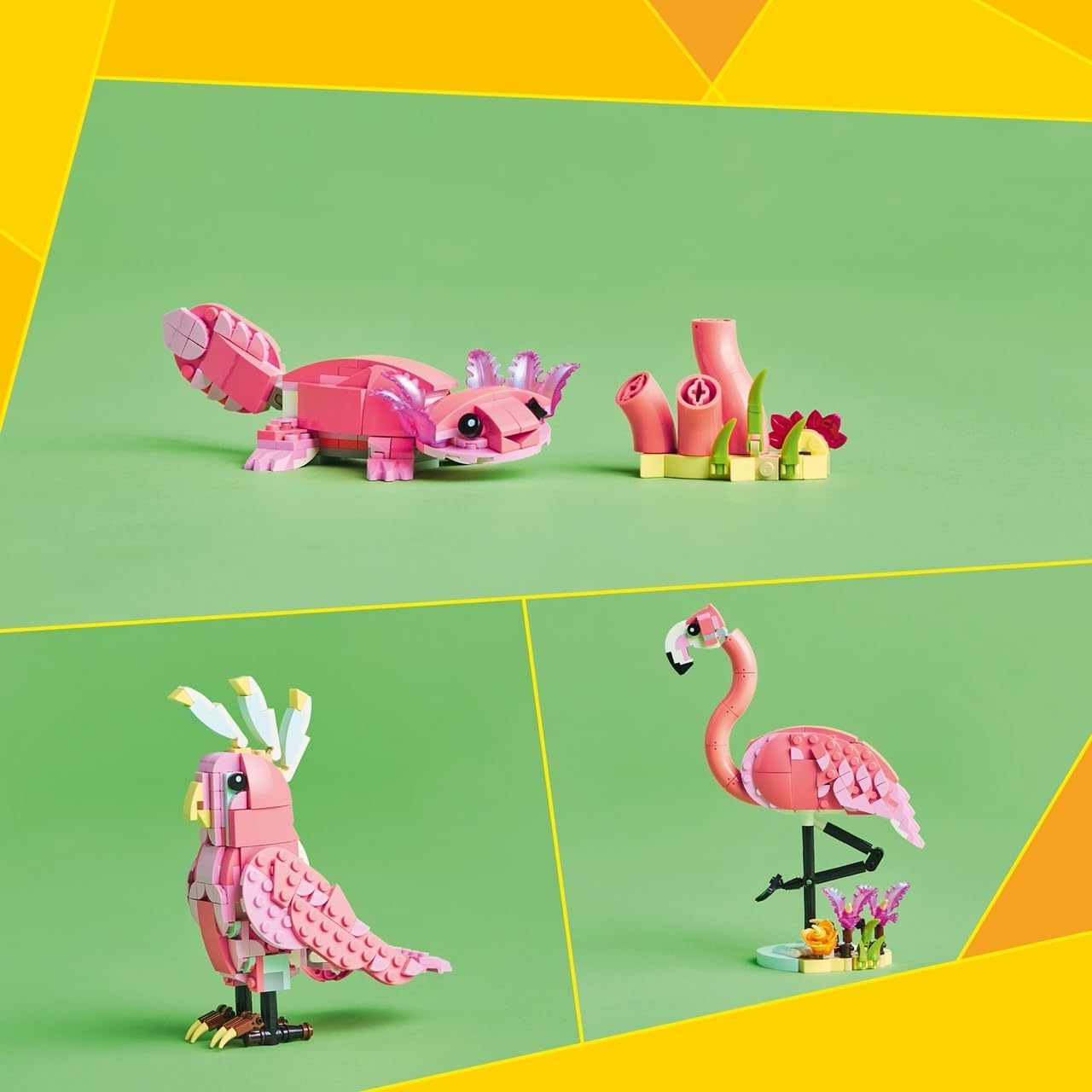 HotLEGO Creator 3 in 1 Wild Animals: Pink Flamingo Animal Building Toy - Playset with 3 Build Options, Pink Flamingo, Cockatoo, or Axolotl - Learning Toy for Kids, Ages 8+ - 31170