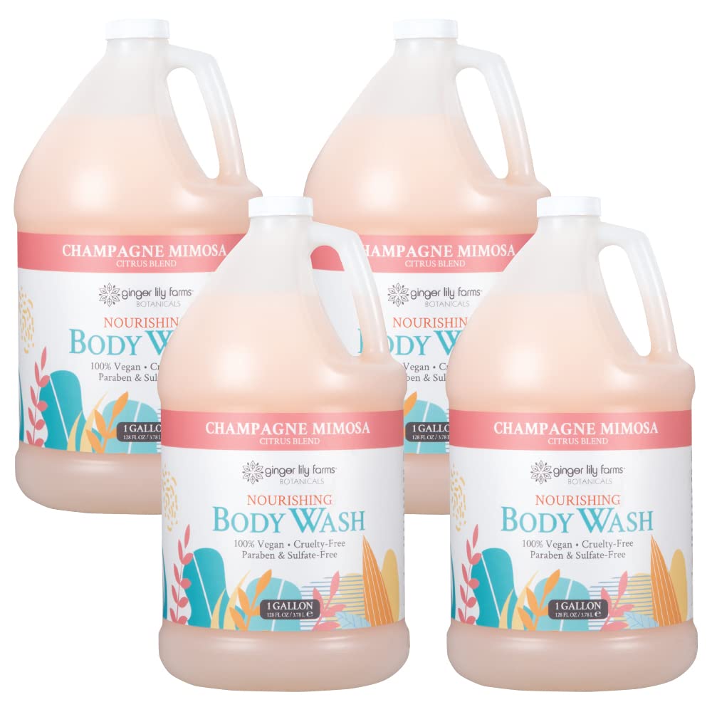 HotGinger Lily Farms Botanicals Nourishing Body Wash, Island Tranquility, 100% Vegan & Cruelty-Free, Green Tea Lemongrass Scent, 1 Gallon Refill (128 fl. oz.)
