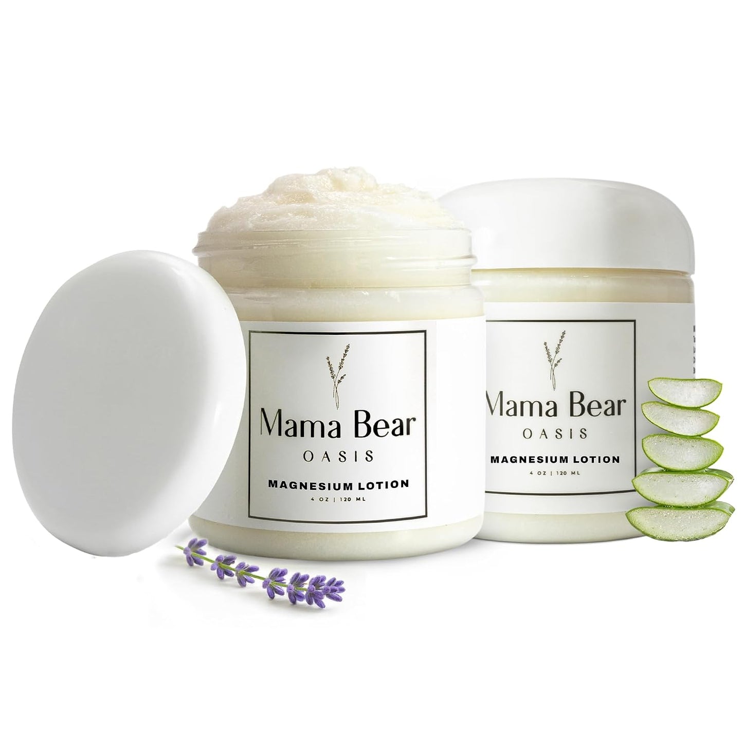 HotMama Bear Oasis Lotion - Magnesium Cream - Lavender Magnesium Lotion for Foot, Hands, Legs, Toes Includes Arnica, Vitamin B6, Aloe Vera, MSM (Pack of 2)