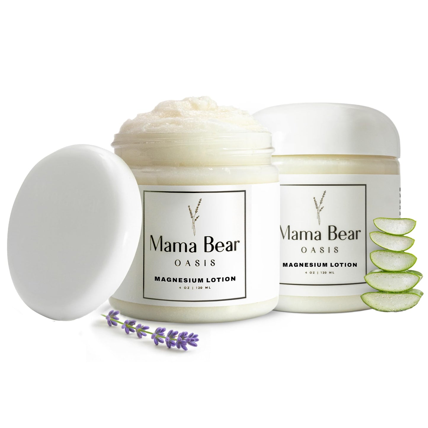 HotMama Bear Oasis Lotion - Magnesium Cream - Lavender Magnesium Lotion for Foot, Hands, Legs, Toes Includes Arnica, Vitamin B6, Aloe Vera, MSM (Pack of 2)