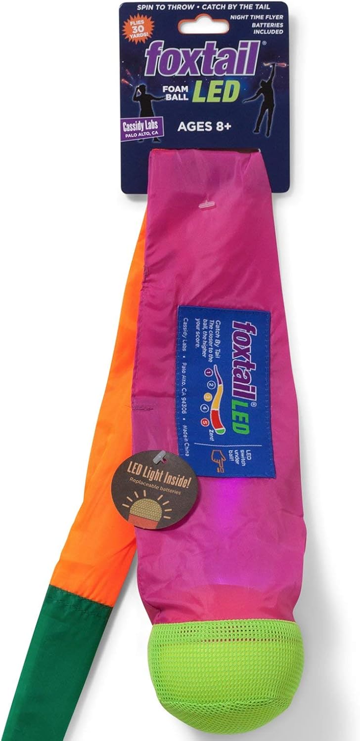 Hot Foxtail LED - Outdoor Throw and Catch Light Up Game - Foam Ball & Tail Glow at Night - Play in The Dark - Fun Gift Idea for Kids & Adults, Boys & Girls