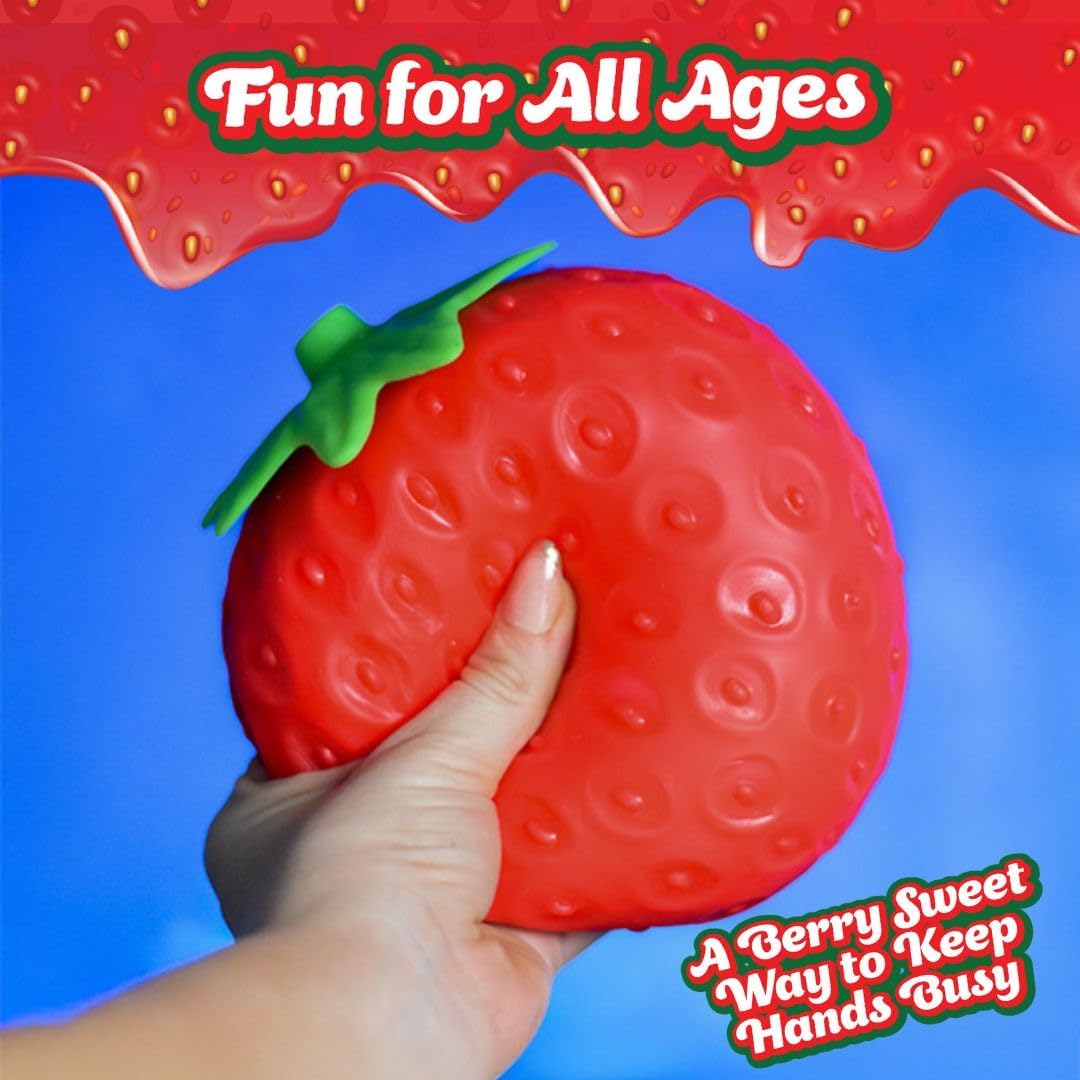 HotSquishy Extra Large Strawberry, Gag Gifts Funny Adult, Giant Stress Ball, Fidget Sensory Toy for Kids, ADHD Toys