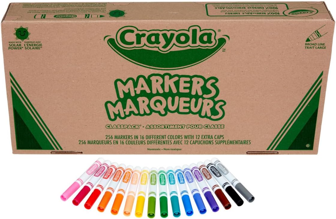 HotCrayola Broad Line Markers Classpack (256 Ct), Bulk Markers for Kids, Art Supplies for School, Classroom Must Haves, Preschool & Kindergarten Supplies