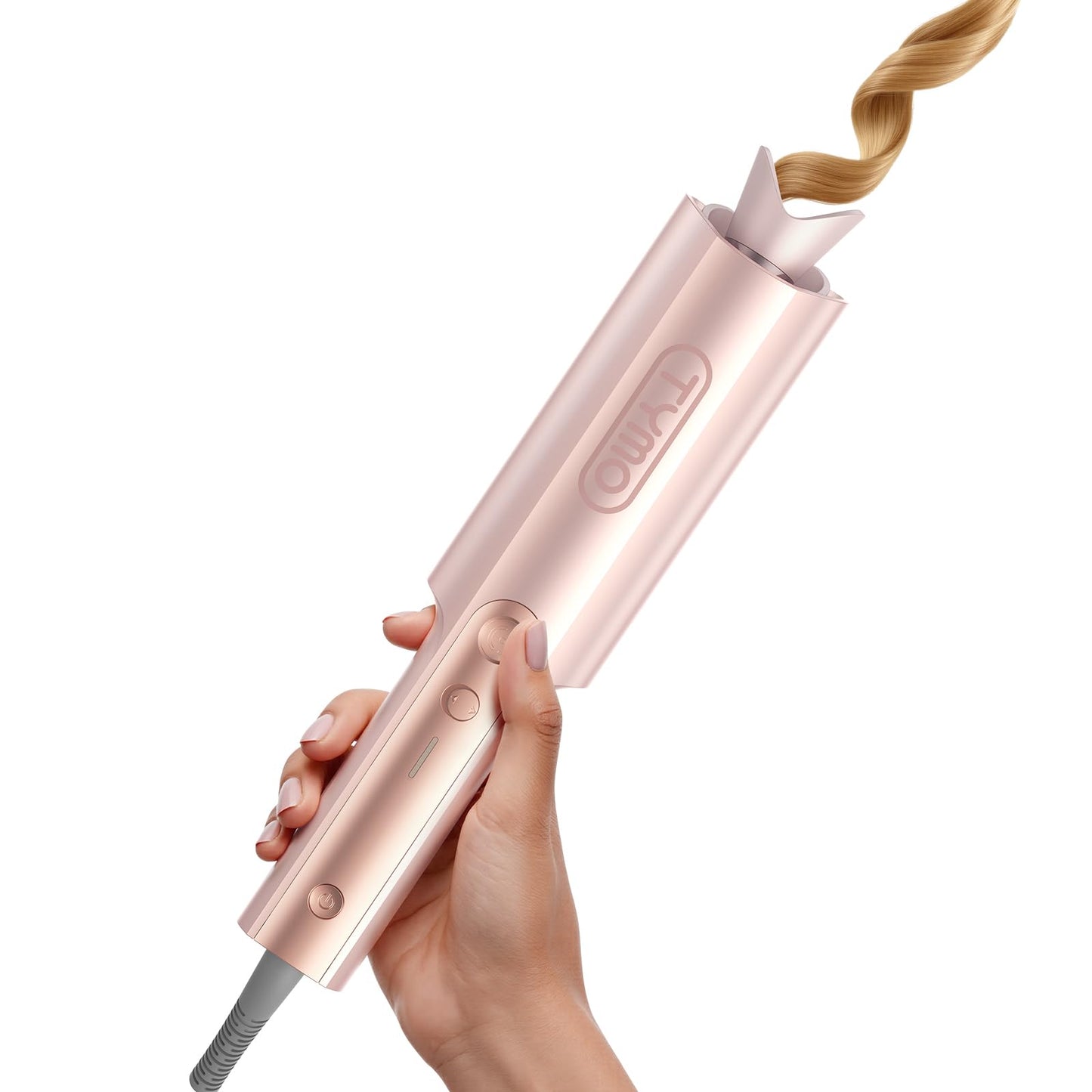 HotTYMO CurlPro Plus Automatic Rotating Curling Iron - Upgraded Long Barrel Curling Wand for Long Hair, Ceramic Hair Curler for Women, Anti-Scald, Tangle-Free, 600M Ionic, Dual Voltage, Gold, 1 Inch