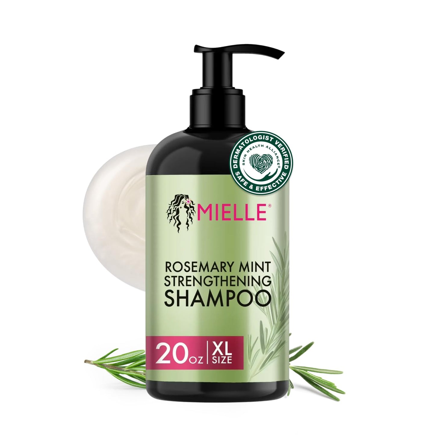 HotMielle Organics Rosemary Mint Hair Strengthening Biotin Shampoo - Moisturizing Hair Shampoo for Women and Men to Gently Cleanse, Repair & Protect Strands (20 oz)