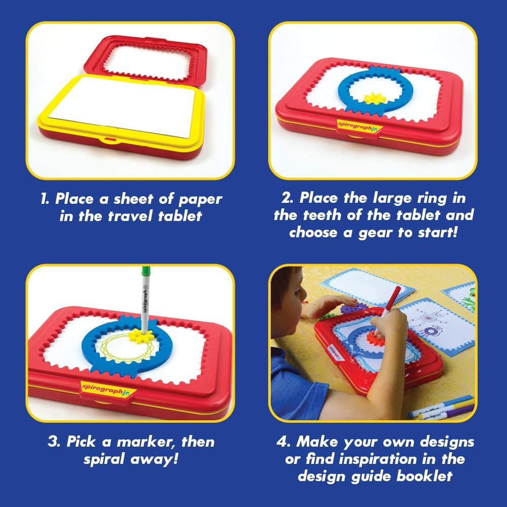 HotSpirograph Jr. — Jumbo Sized Gears Classic Retro Toy For Spiral Drawing Art Design Toy Kit for Smaller Hands — For Kids Ages 3 and Up