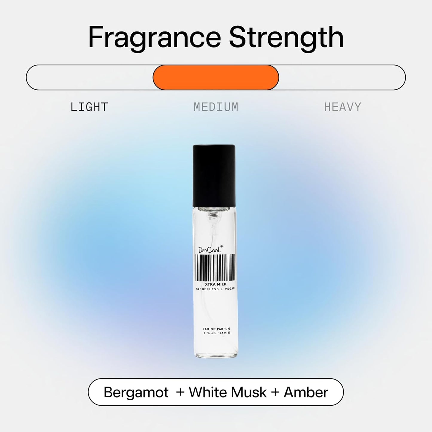 Hot DedCool, Eau de Parfum, Xtra Milk, Travel Size Perfume, 15 mL | Bergamot, white musk & amber notes, clean unisex scent, non-toxic & vegan