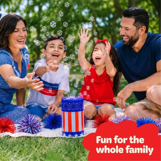 Hot Move2Play Bubble Blower | Bubble Machine | Bubble Toy for Toddlers, Boys and Girls | Indoor & Outdoor | Birthday Party | Summer Fun | Gift for Girls 1, 2, 3, 4+ Years Old (4th of July) (Fireworks)