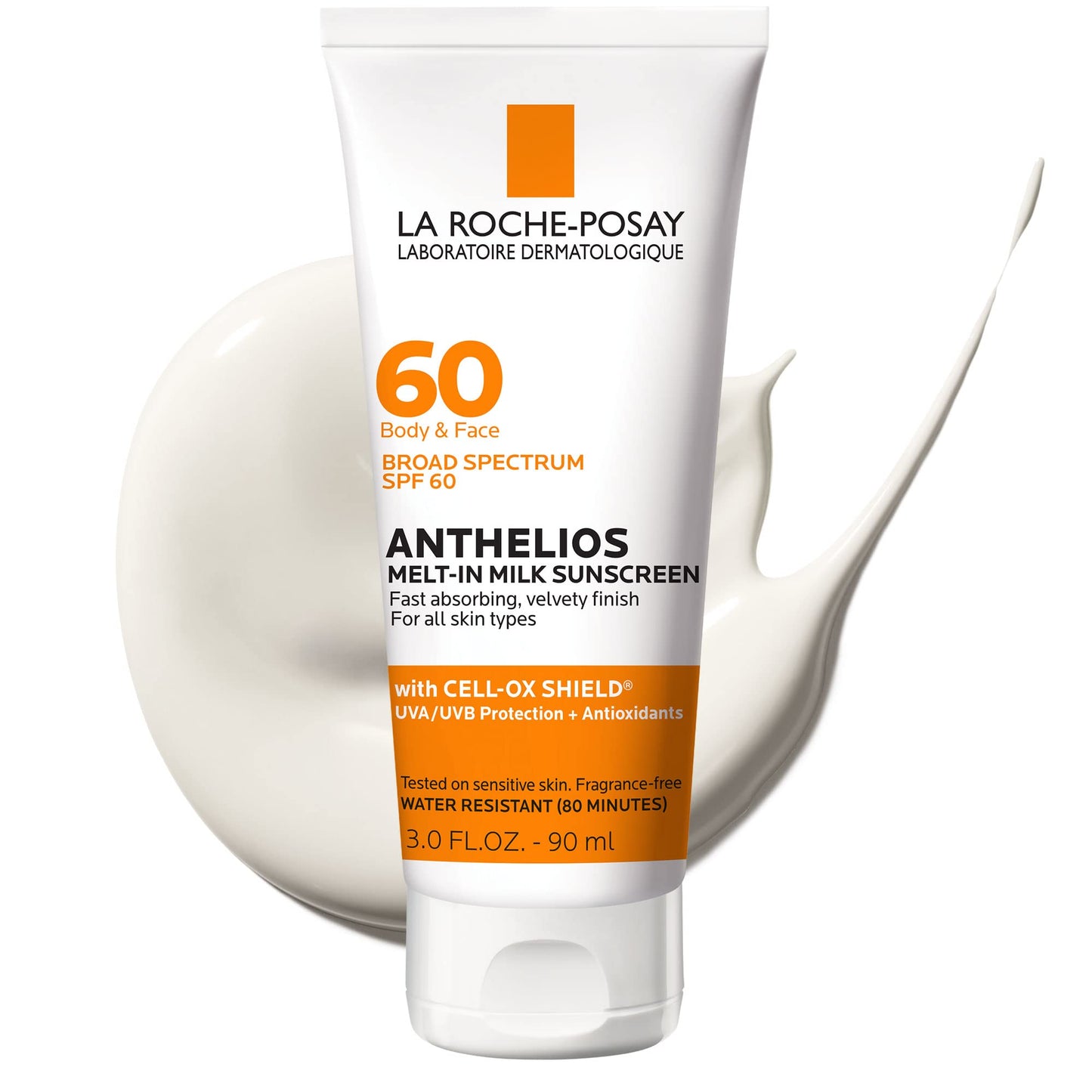 HotLa Roche-Posay Anthelios Melt-In Milk Sunscreen SPF 60, Sunscreen For Body & Face, Broad Spectrum SPF + Antioxidants, Oil Free, Lightweight & Fast Absorbing, Oxybenzone Free