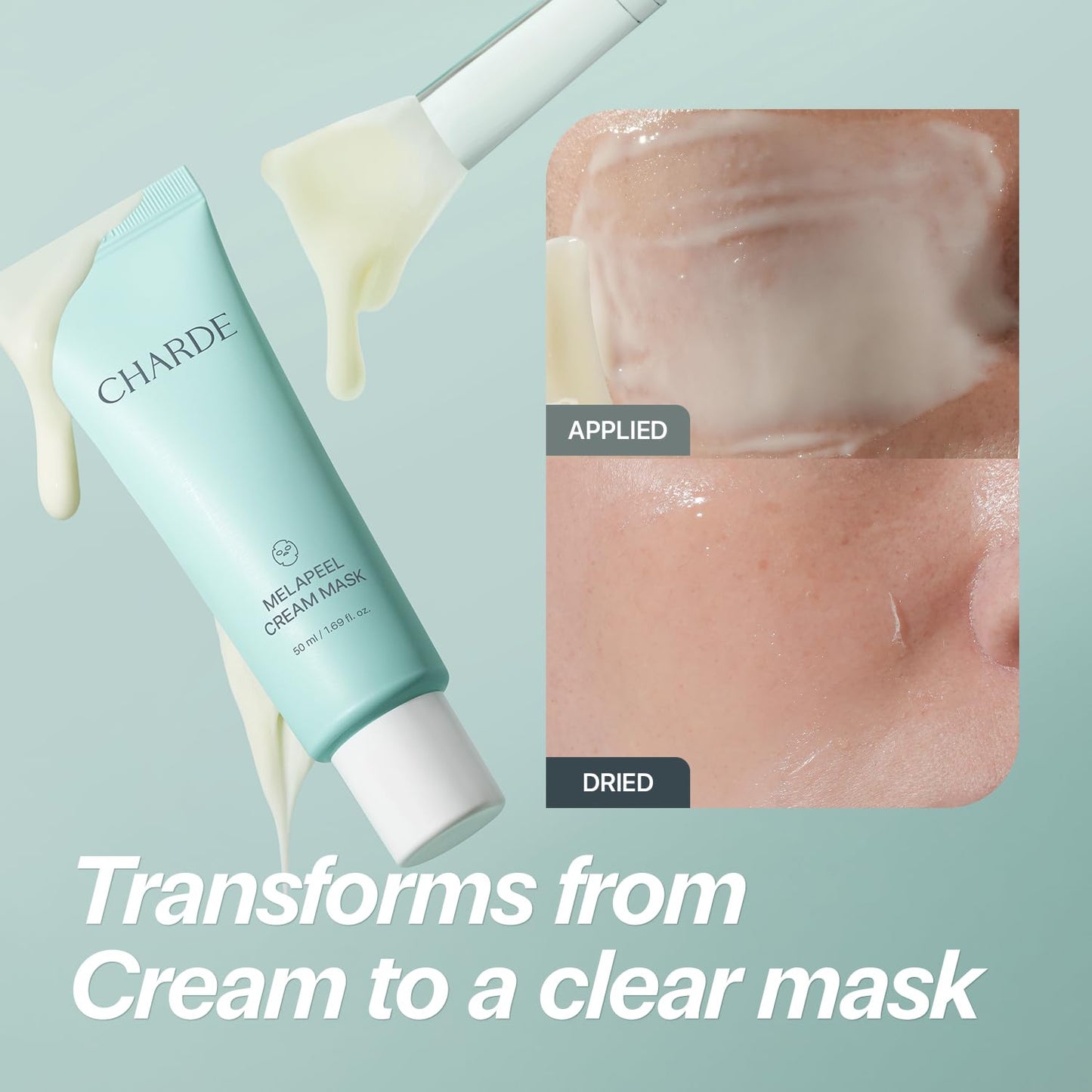 HotCHARDE Peel Off Cream Mask for Dark Spots, Cream-to-Clear Mask for Brighter, More Even-Looking Skin, At-Home Care Routine (50ml)