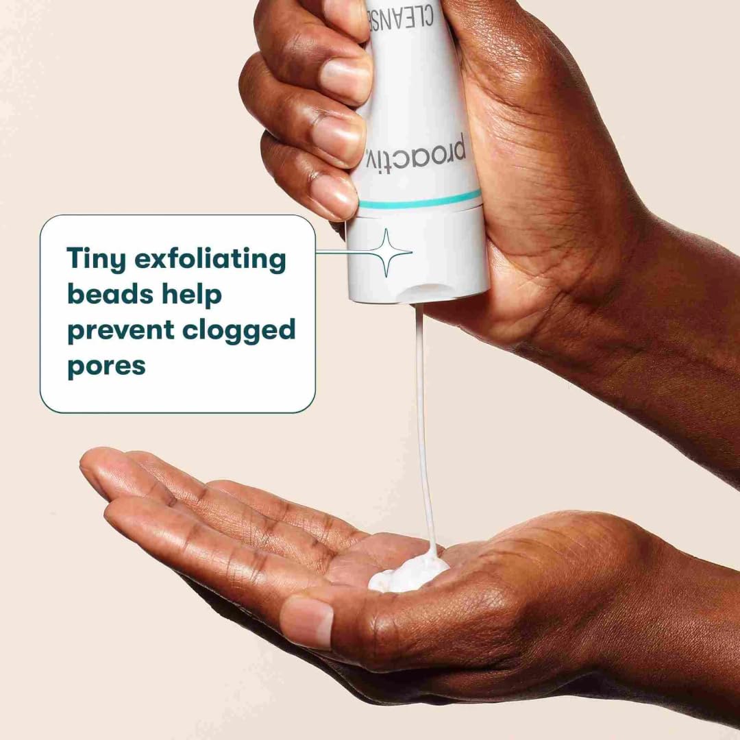 HotProactiv Acne Cleanser - Benzoyl Peroxide Face Wash and Acne Treatment - Daily Facial Cleanser and Hyularonic Acid Moisturizer with Exfoliating Beads - 90 Day Supply, 6 Fl Oz