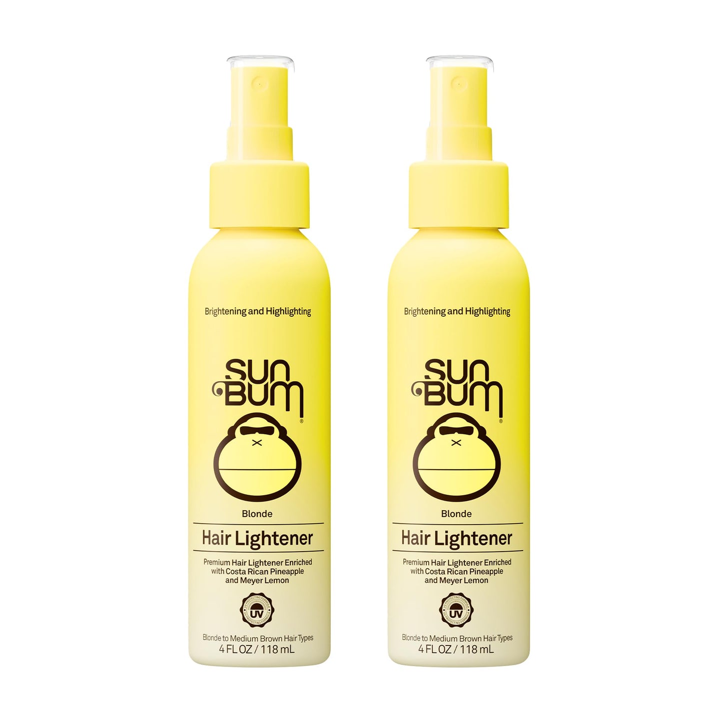 HotSun Bum Hair Lightener Spray - For Blonde to Medium Brown Hair Types - UV Protecting - Enriched with Pineapple and Meyer Lemon - Vegan - 4 oz