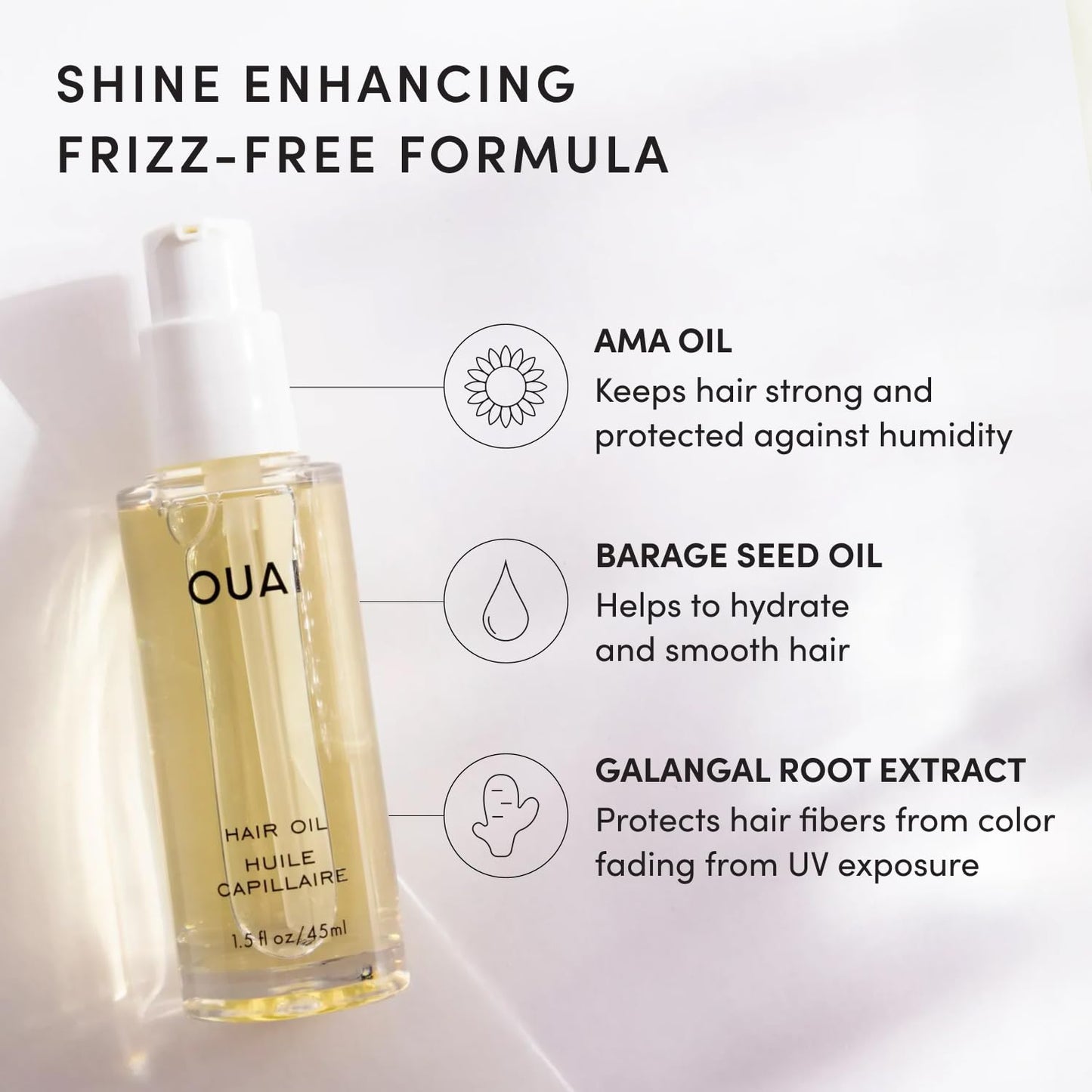 HotOUAI Hair Oil - Hair Heat Protectant Oil for Frizz Control - Adds Shine and Smooths Split Ends - Color Safe Formula - Paraben, Phthalate and Sulfate Free (1.5 fl oz)