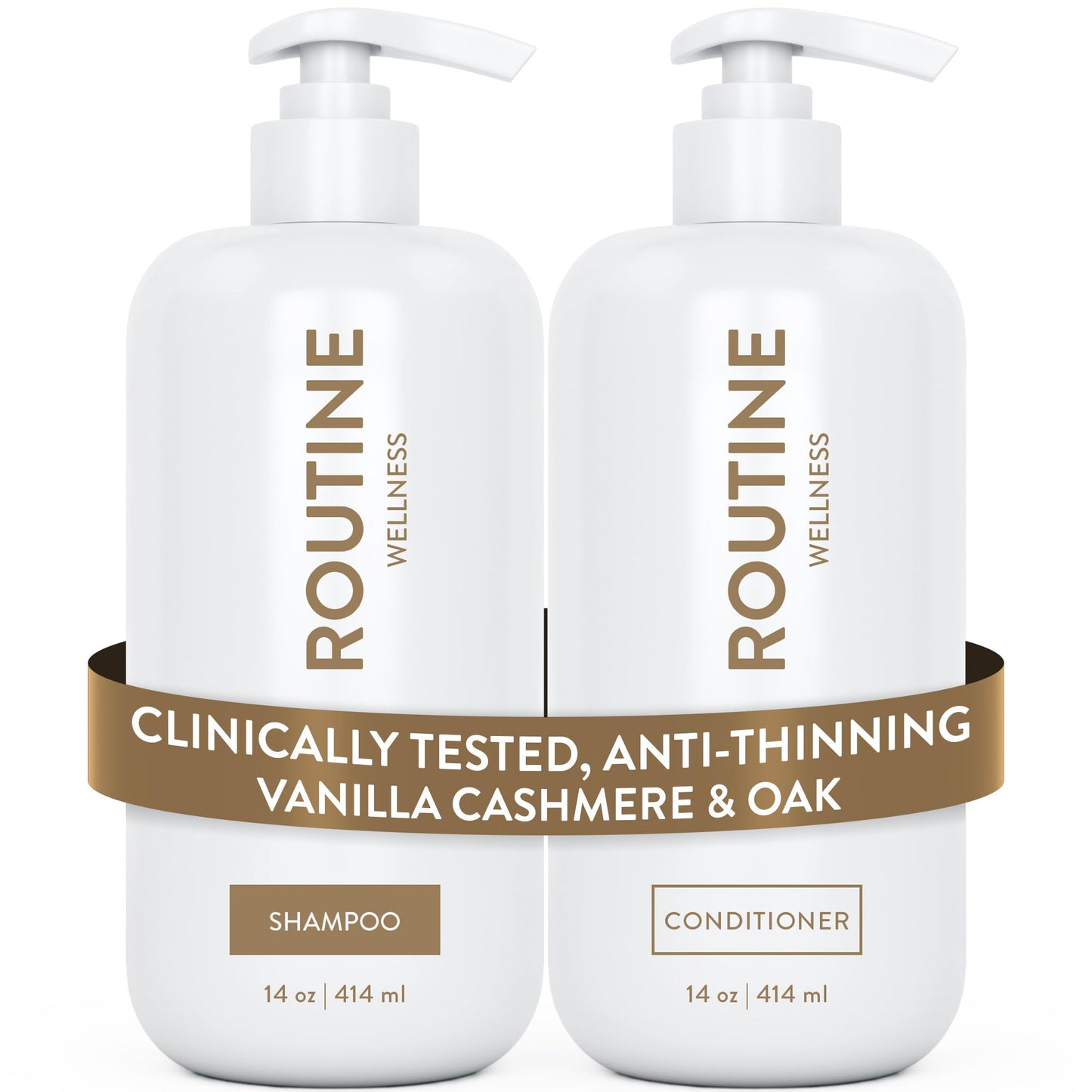 HotRoutine Wellness Anti-Thinning Shampoo & Conditioner - Coconut & Vanilla | Clinically tested shampoo for thinning hair with biotin, pea peptides, saw palmetto oil, color safe, sulfate free