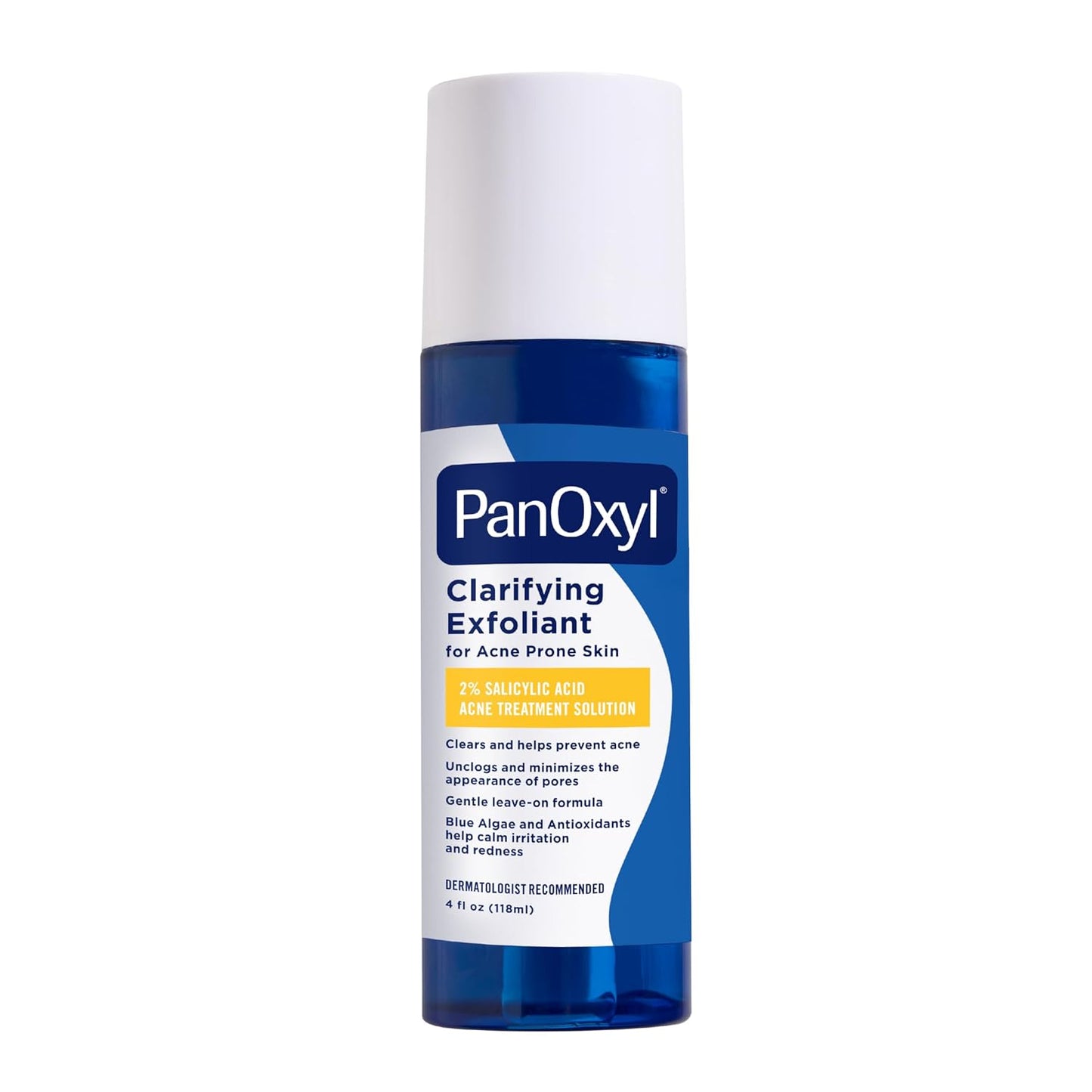 HotPanOxyl Clarifying Exfoliant with 2% Salicylic Acid, BHA Liquid Exfoliant for Face, Unclogs, Minimizes Appearance of Pores, Blue Algae and Antioxidants Help Calm Redness, For Acne Prone Skin, 4 fl oz