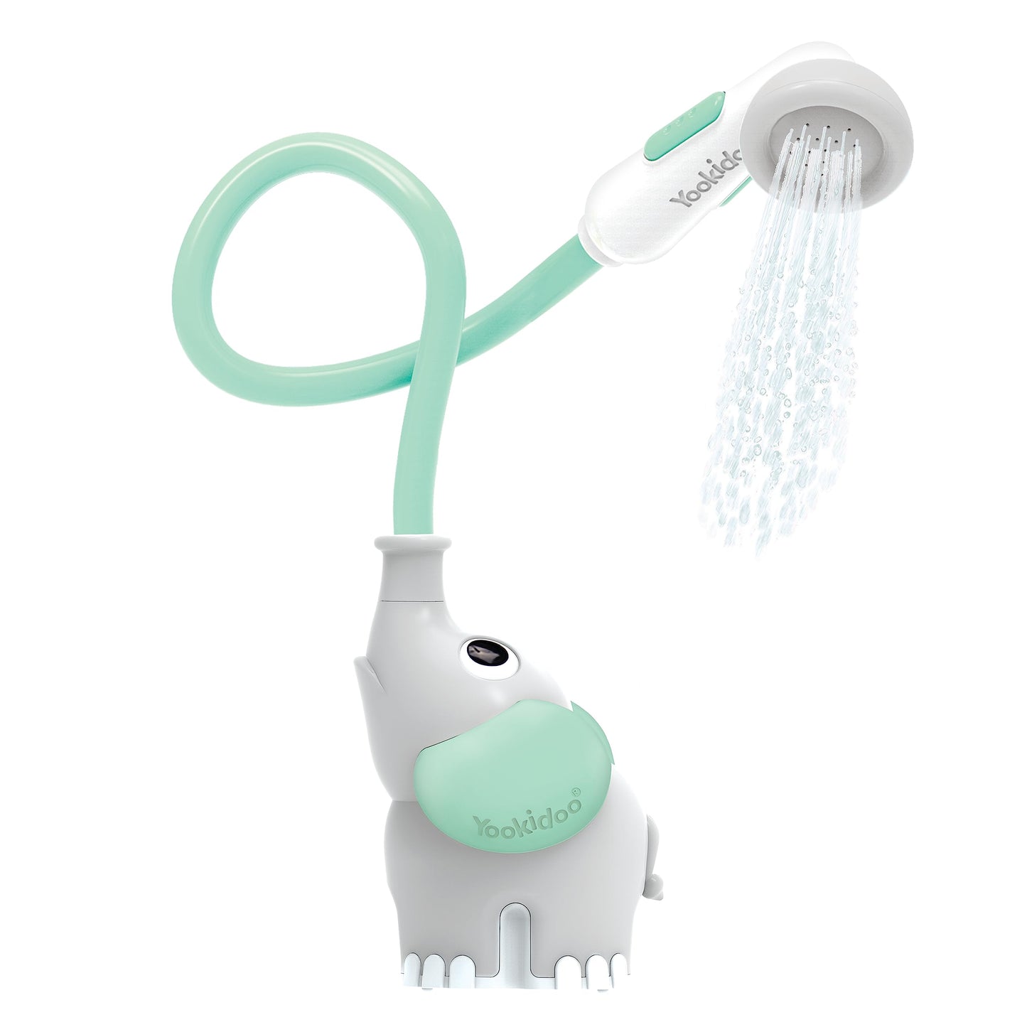 HotYookidoo Baby Bath Shower Head - Elephant Water Pump and Trunk Spout Sprayer - One Handed Flow Control for Newborn Babies in Tub Or Sink (Turquoise)