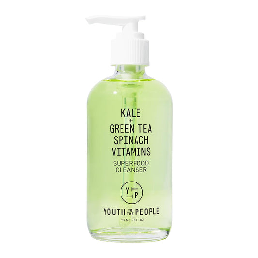 HotYouth To The People Superfood Facial Cleanser - Kale + Green Tea Daily Face Wash, Gently Removes Makeup, SPF, and Oils, Soothing Antioxidants for Glowing Skin, pH Balance, Clean Pores, Refillable