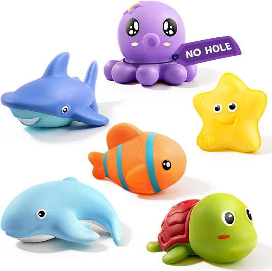 HotHely Cancy Infant Bath Toys for 18 Months - No Hole Animal Bathtub Toys, Baby Bath Tub Toys