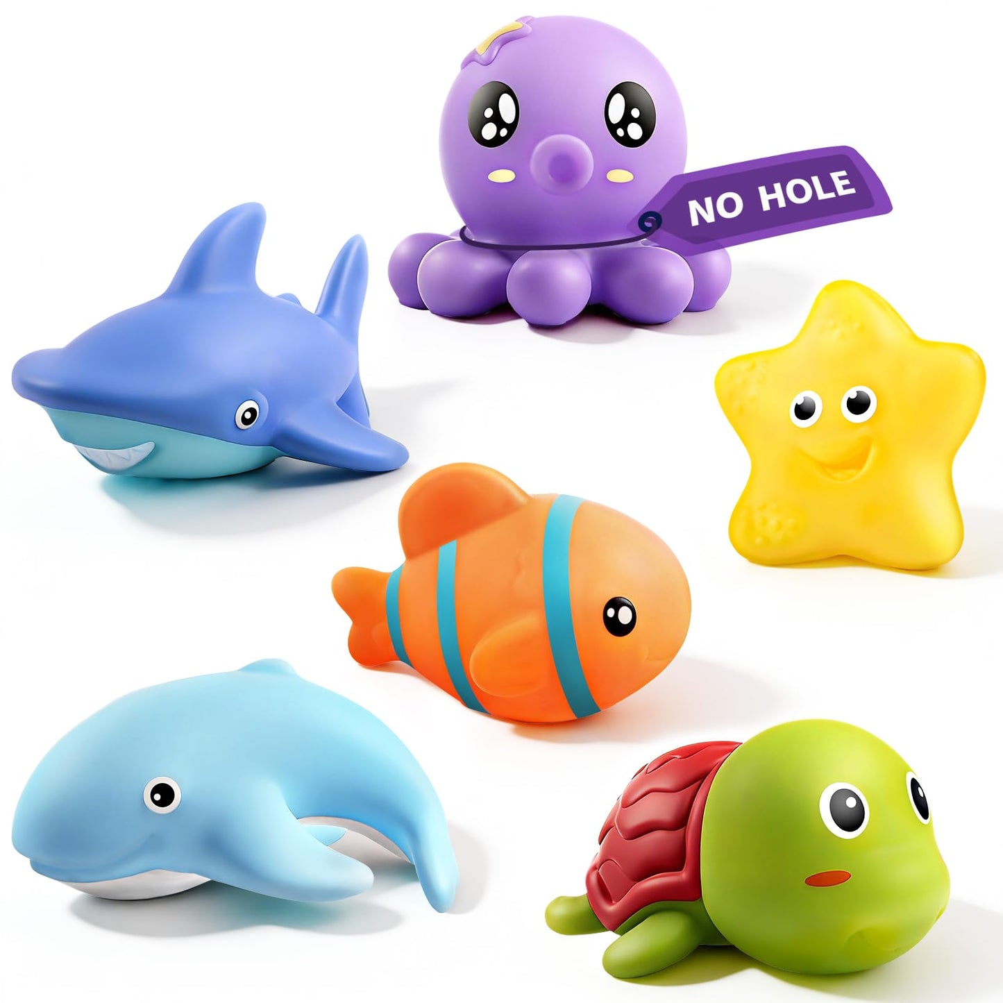 HotHely Cancy Infant Bath Toys for 18 Months - No Hole Animal Bathtub Toys, Baby Bath Tub Toys
