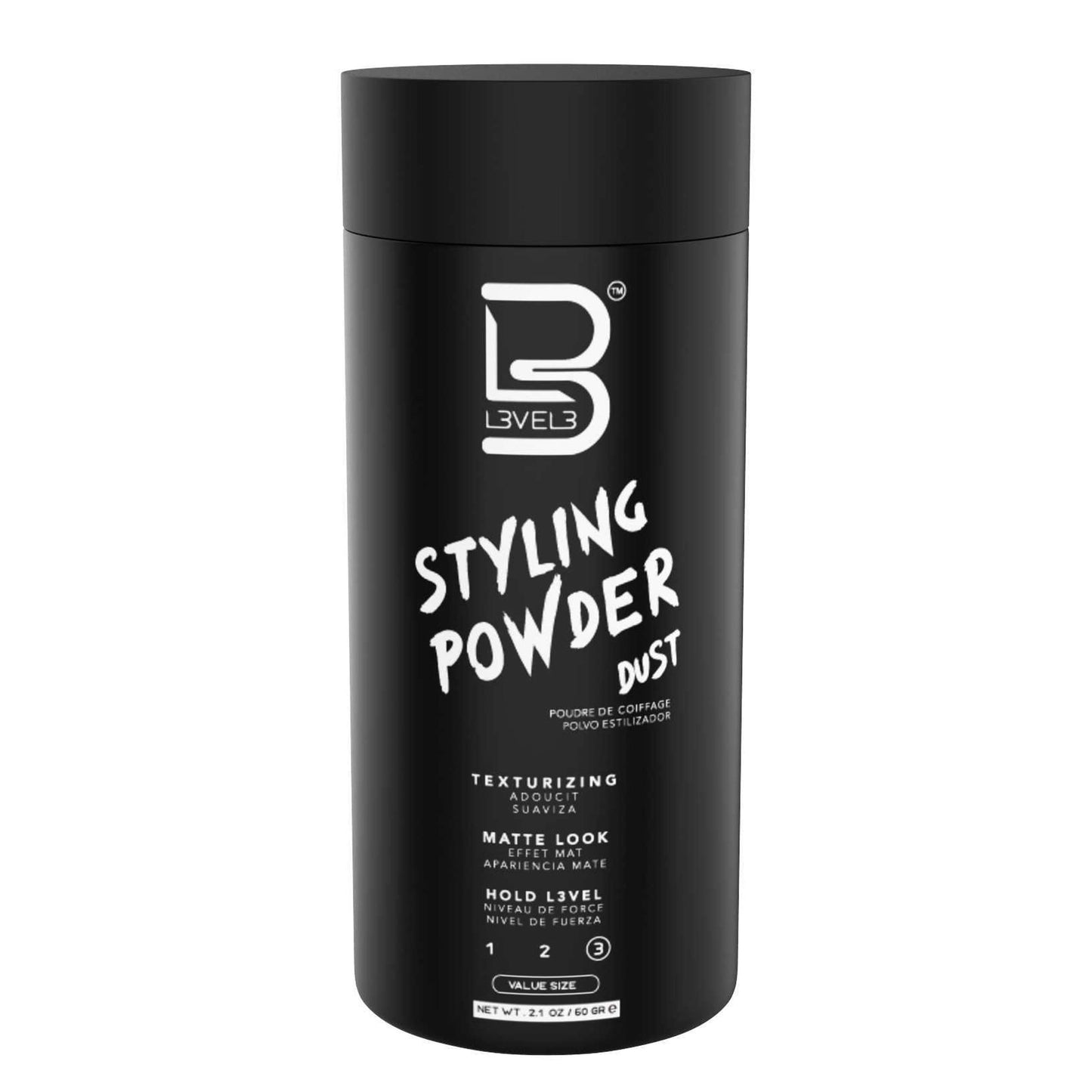 HotL3 Level 3 Styling Powder - Natural Look Mens Powder - Easy to Apply with No Oil or Greasy Residue (Large - 60 Grams)