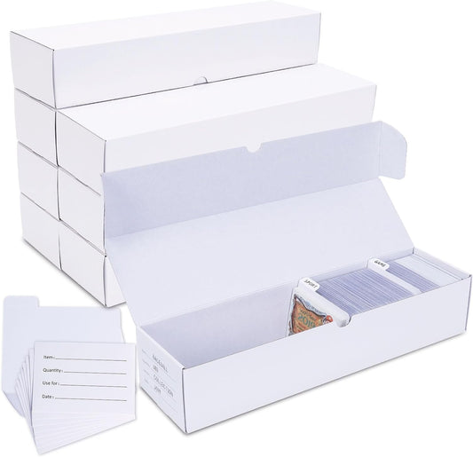 Hot Trading-Card Storage Box, 8-Pack • 1000 Count Corrugated Cardboard Storage Box with dividers & labels for TCG/Magic/Mtg storage and Collection, 14.4 INCH Horizontal