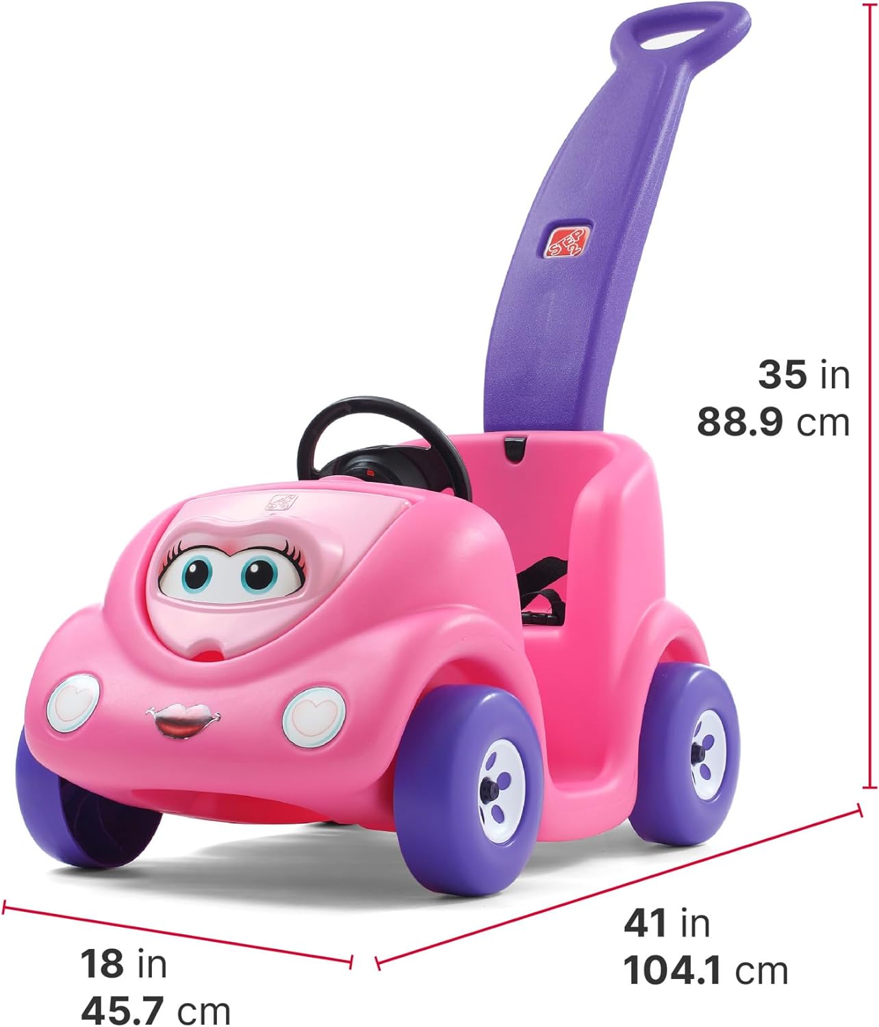 HotStep2 Push Around Buggy Kids Push Car, Ride On Toy, Stroller Substitute, Includes Seat Belt & Horn, Made of Durable Plastic, Max Weight 50 lbs., For Toddlers 1.5-4 Years Old, Pink